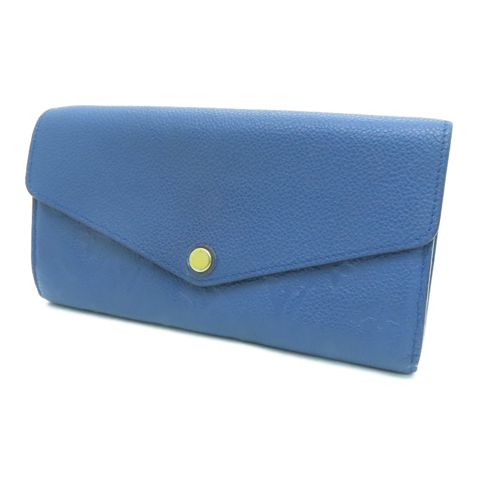 LOUIS VUITTON Monogram Empreinte Sarah金扣钱包深蓝色