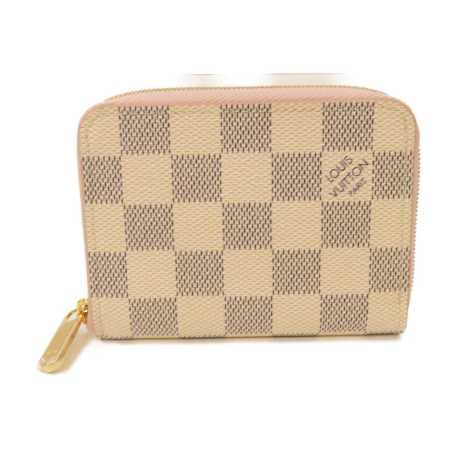 LOUIS VUITTON Damier Azur Zipped Coin Case金扣零錢包白色/粉紅色