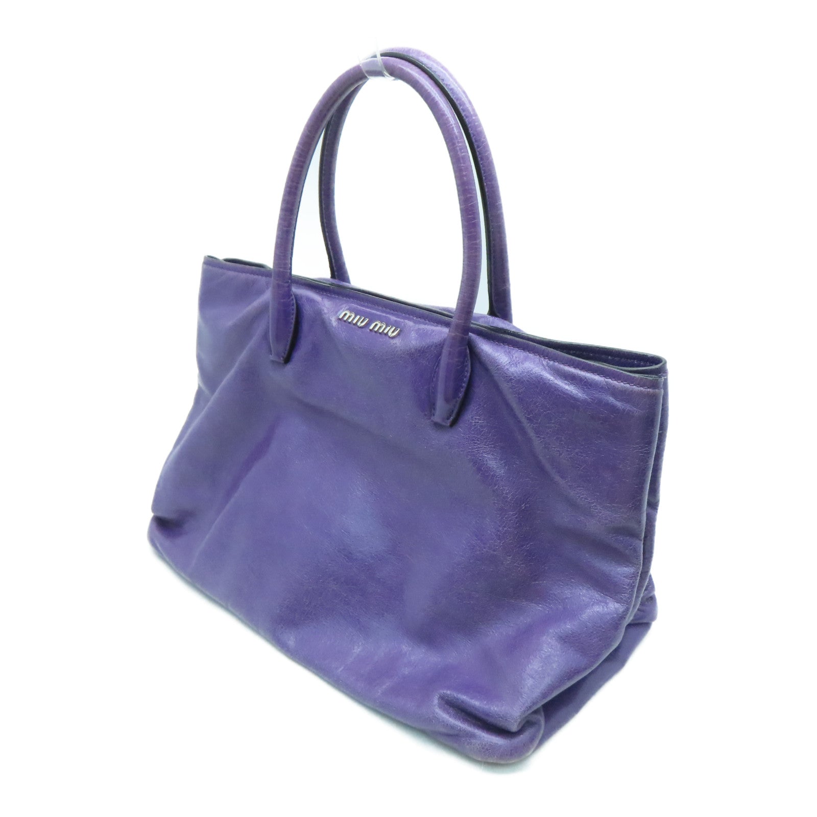 Miu Miu 【激減優惠】牛皮皮革Handbag銀扣手挽袋紫色
