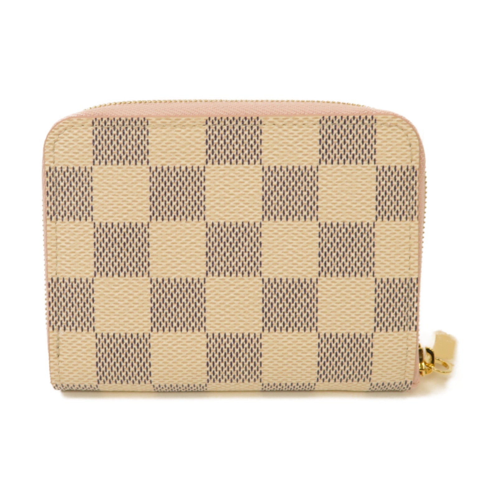 LOUIS VUITTON Damier Azur Zipped Coin Case金扣零錢包白色/粉紅色