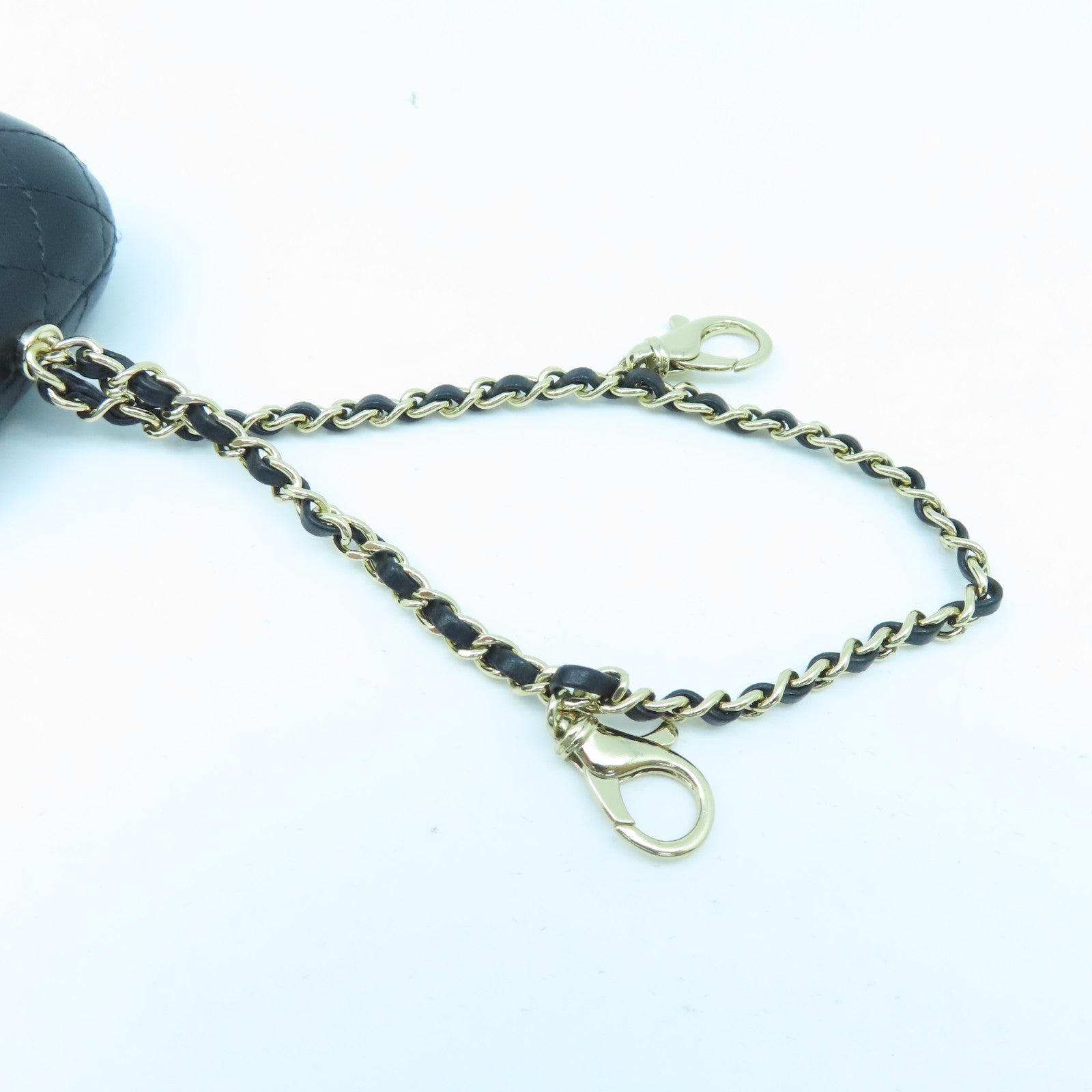 CHANEL Lingge cowhide leather Airpods Case gold buckle chain with earphone box black