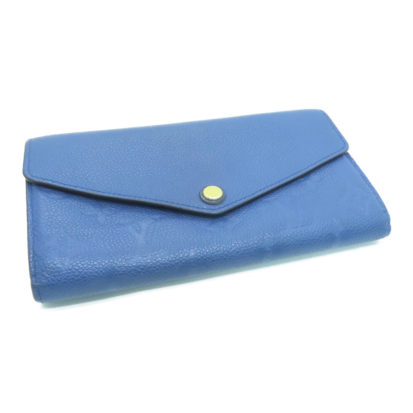 LOUIS VUITTON Monogram Empreinte Sarah金扣钱包深蓝色