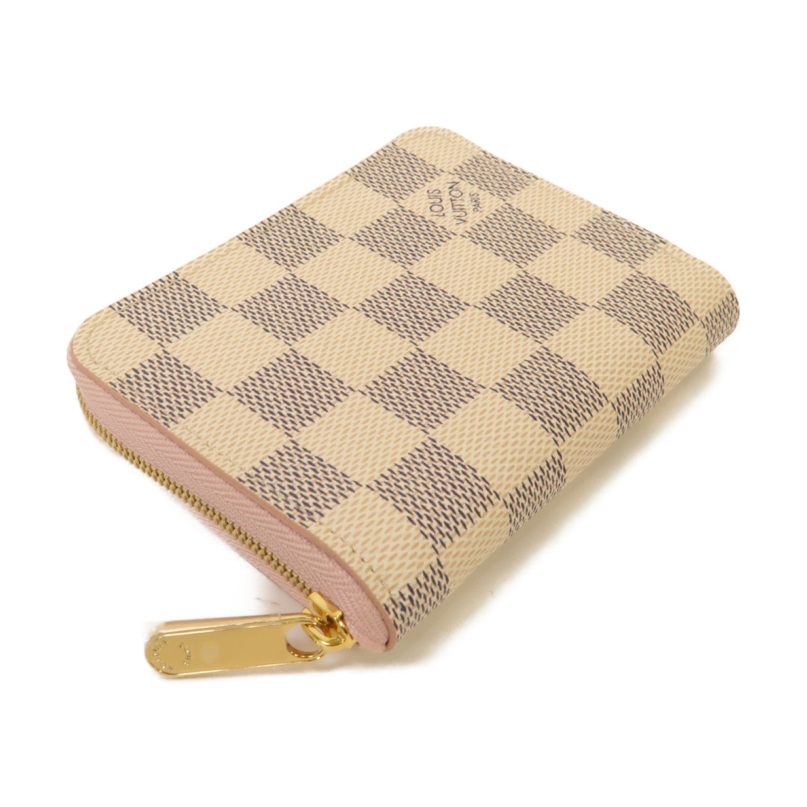 LOUIS VUITTON Damier Azur Zipped Coin Case金扣零錢包白色/粉紅色