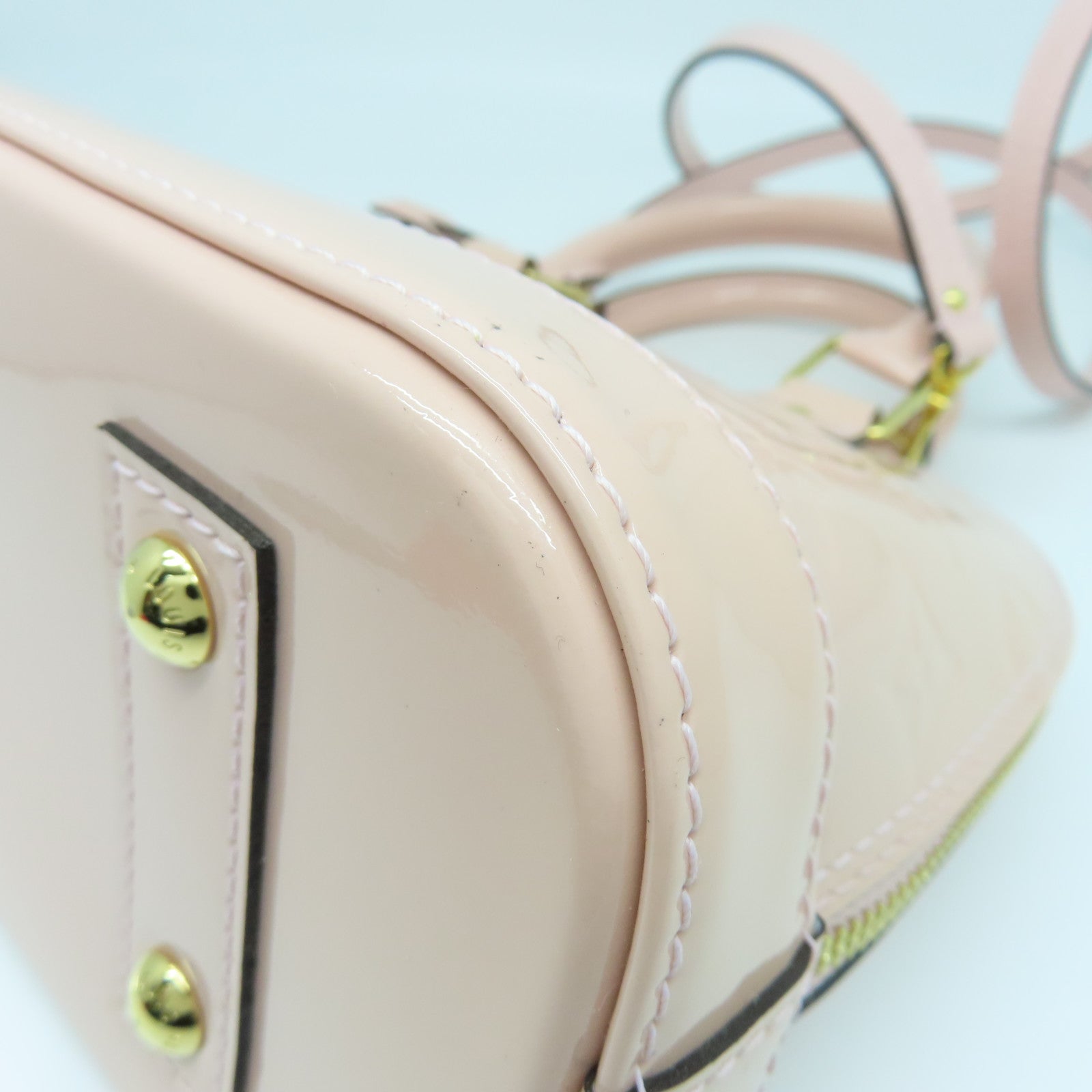 LOUIS VUITTON Monogram Vernis Alma BB金扣手挽肩背两用袋粉红色