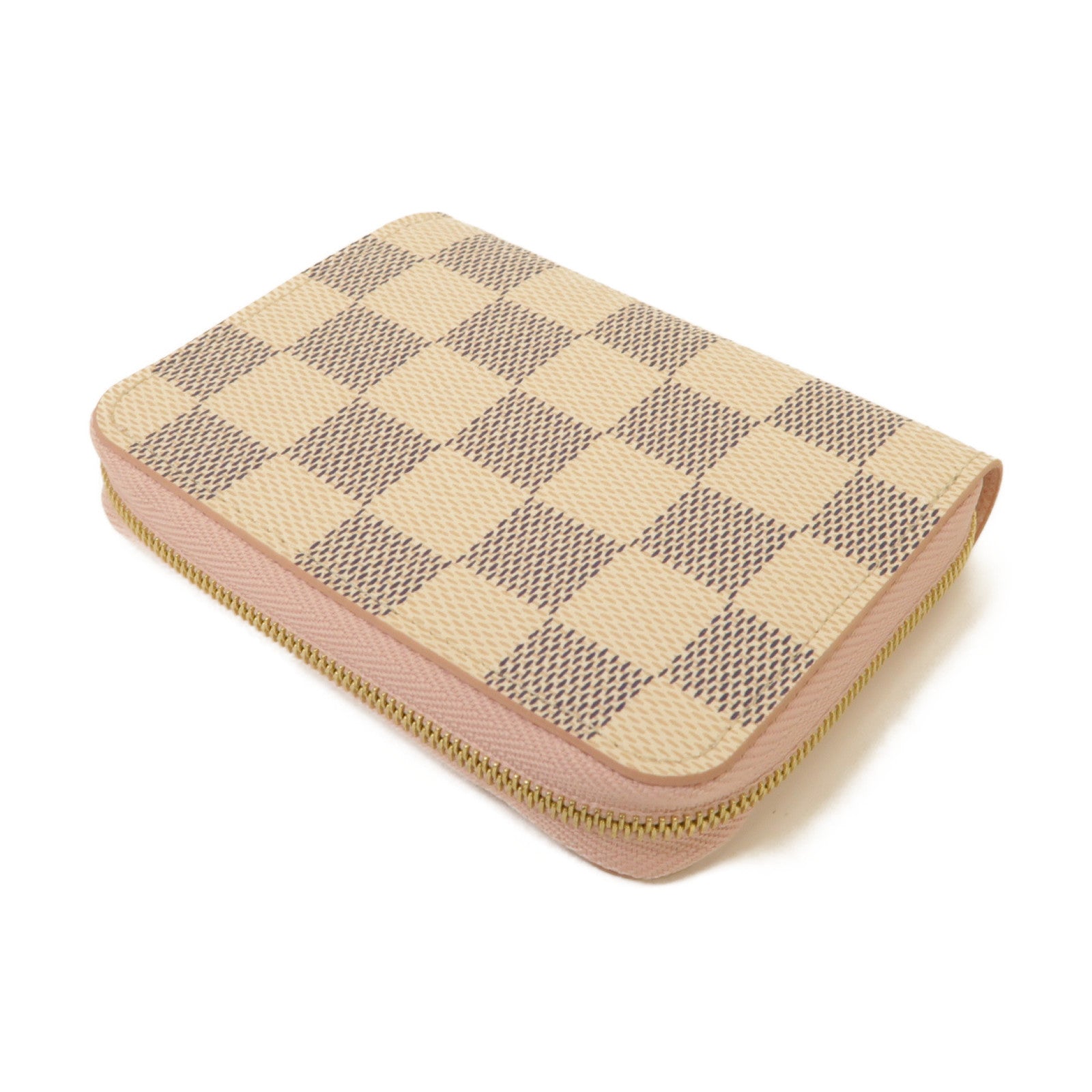 LOUIS VUITTON Damier Azur Zipped Coin Case金扣零錢包白色/粉紅色
