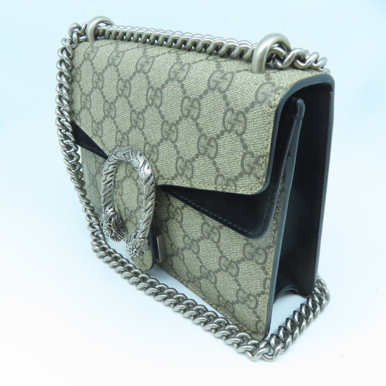 GUCCI Coated Leather Dionysus Bag Silver Buckle Chain