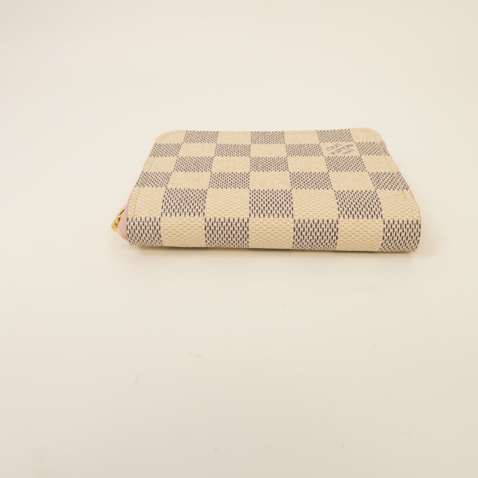 LOUIS VUITTON Damier Azur Zipped Coin Case金扣零錢包白色/粉紅色
