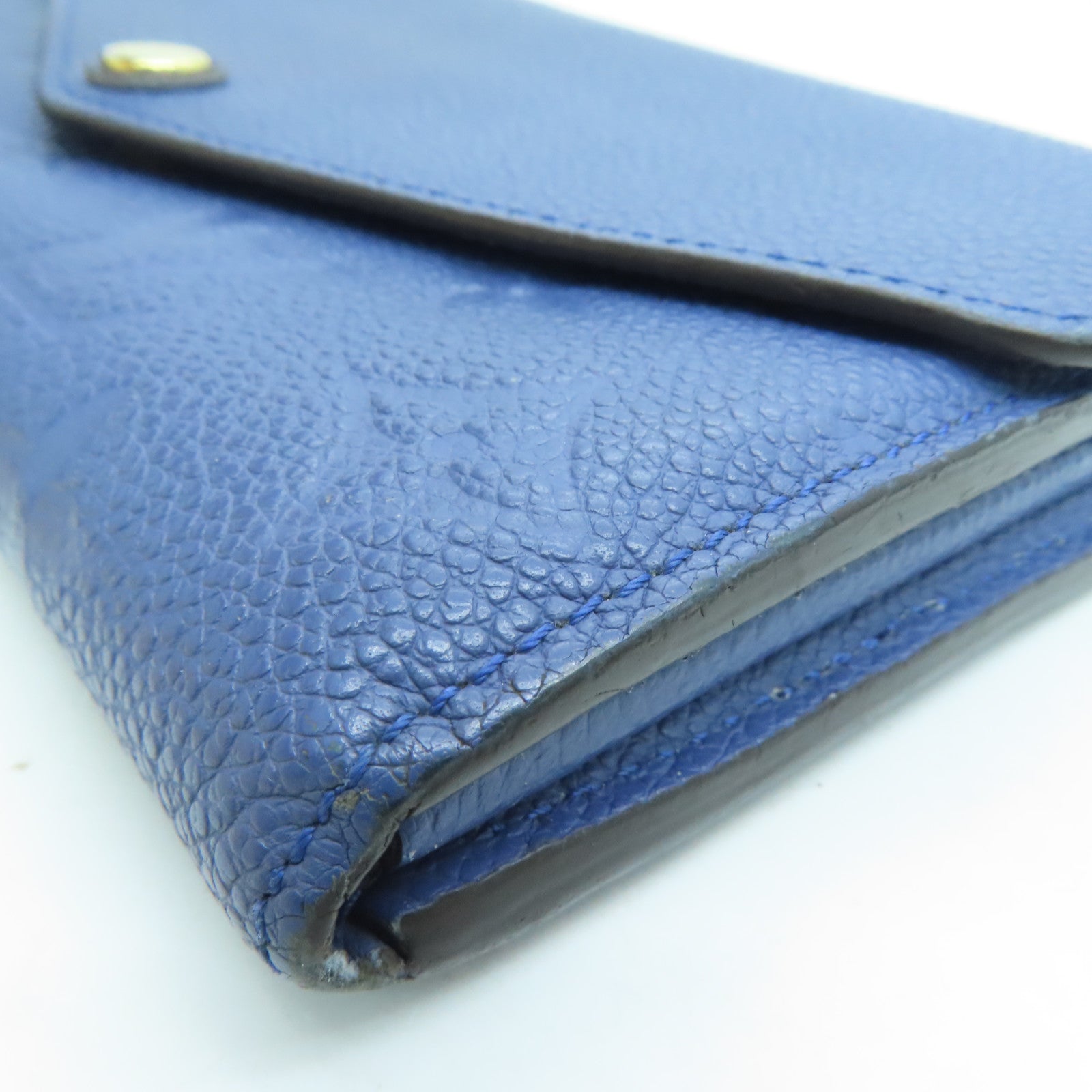LOUIS VUITTON Monogram Empreinte Sarah金扣钱包深蓝色