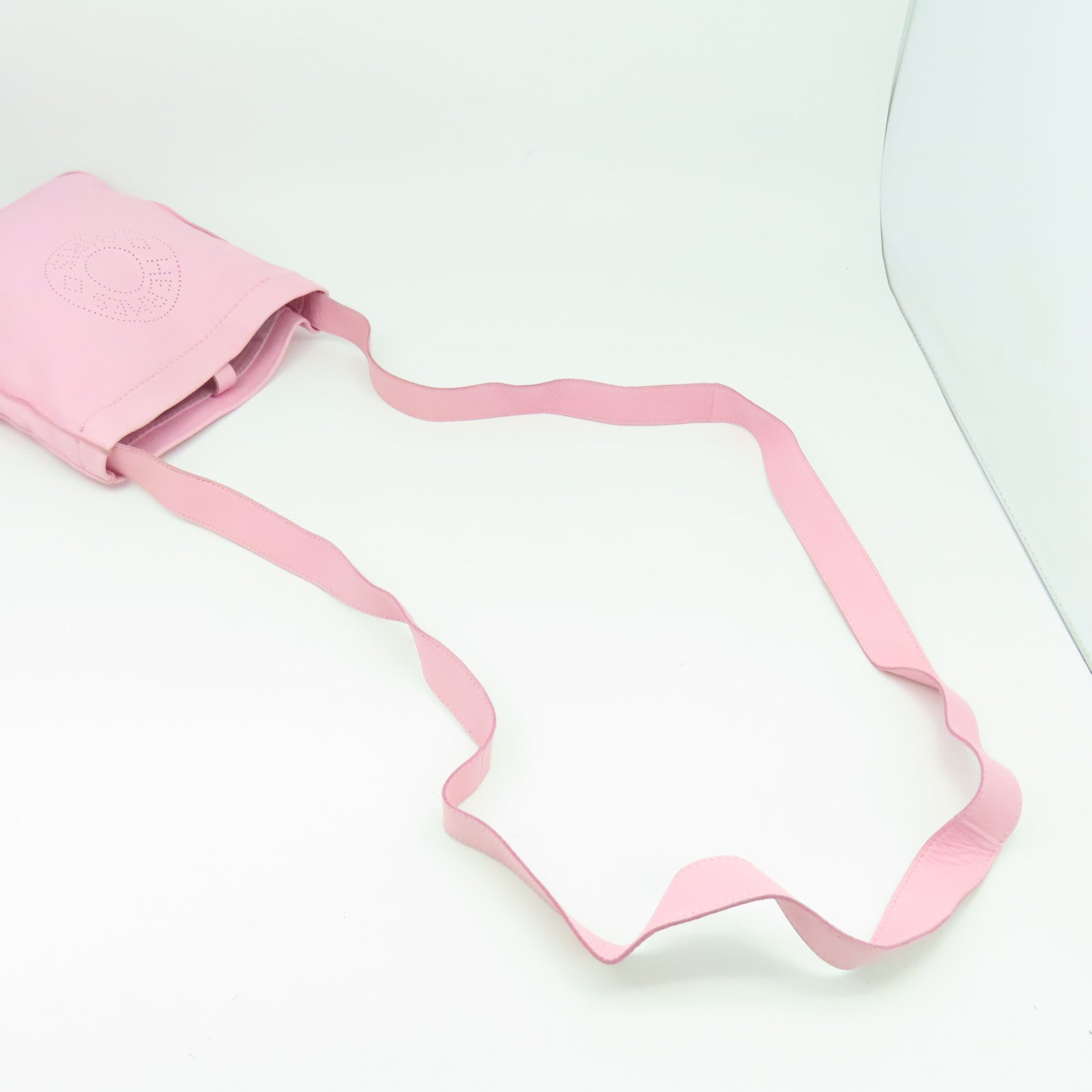 HERMES Swift皮革Clou De Selle Bag銀扣肩背袋粉紅色