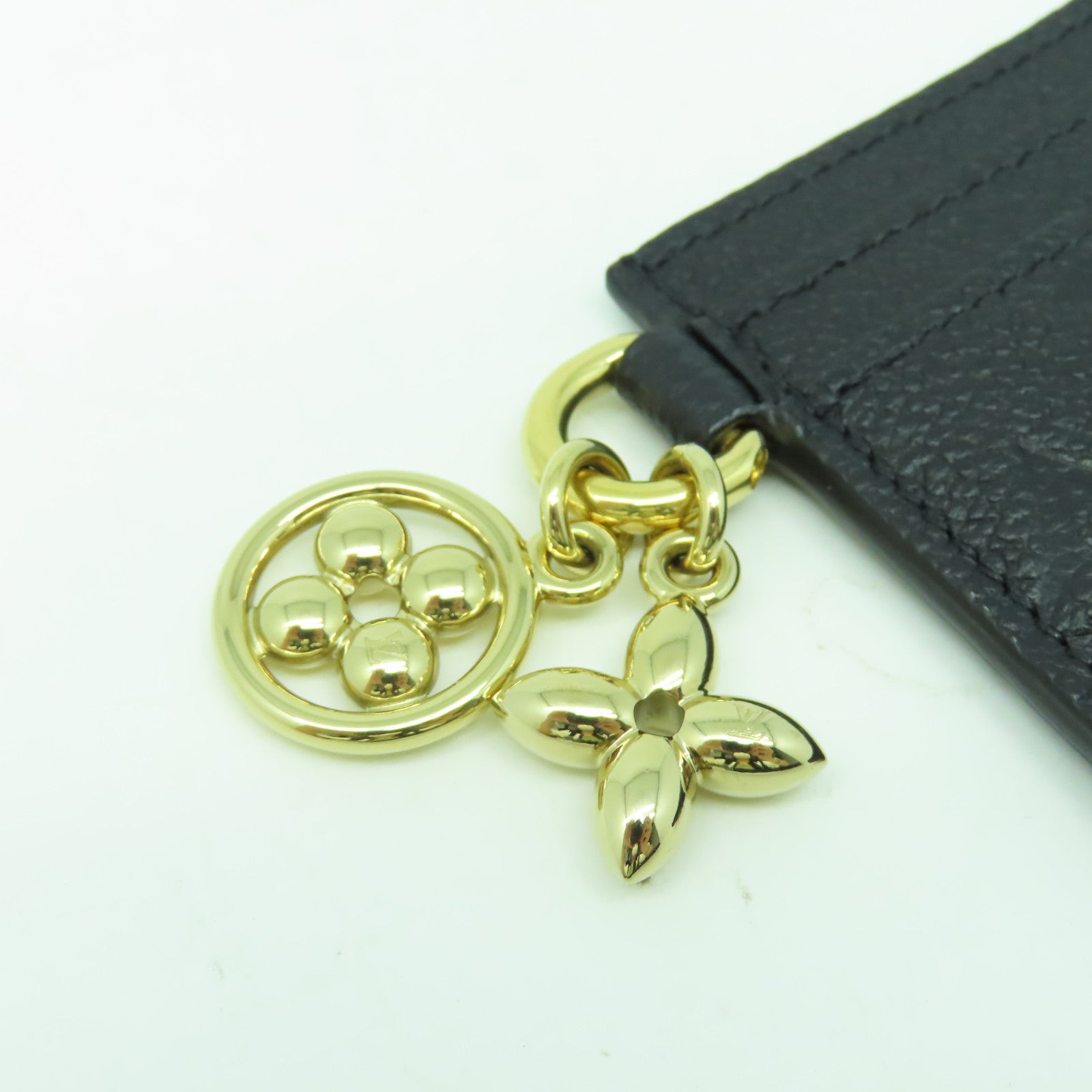 LOUIS VUITTON Monogram Empreinte Charm Card Holder金扣卡片套黑色