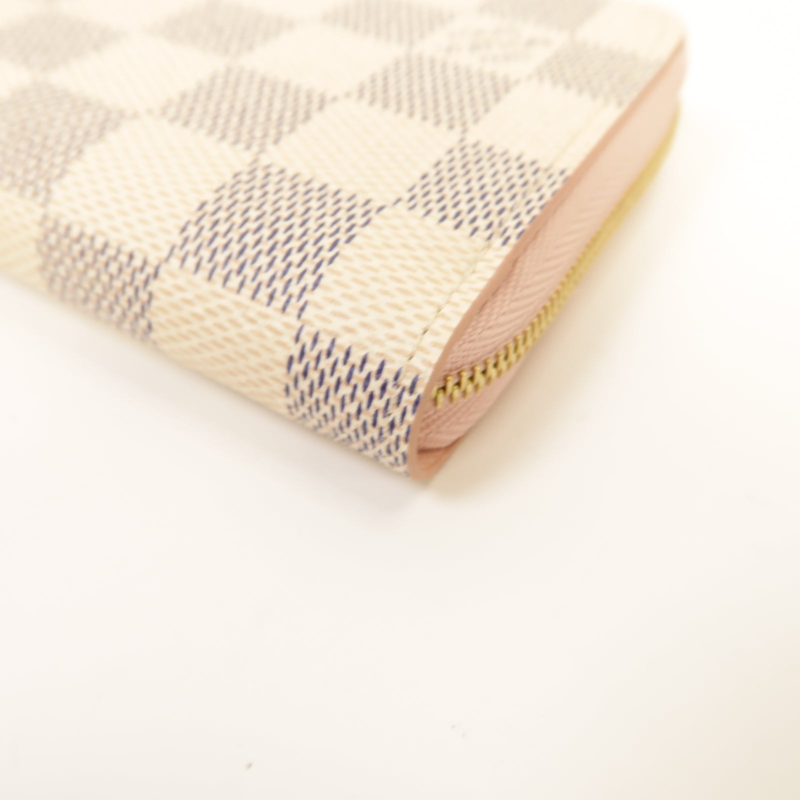 LOUIS VUITTON Damier Azur Zipped Coin Case金扣零錢包白色/粉紅色
