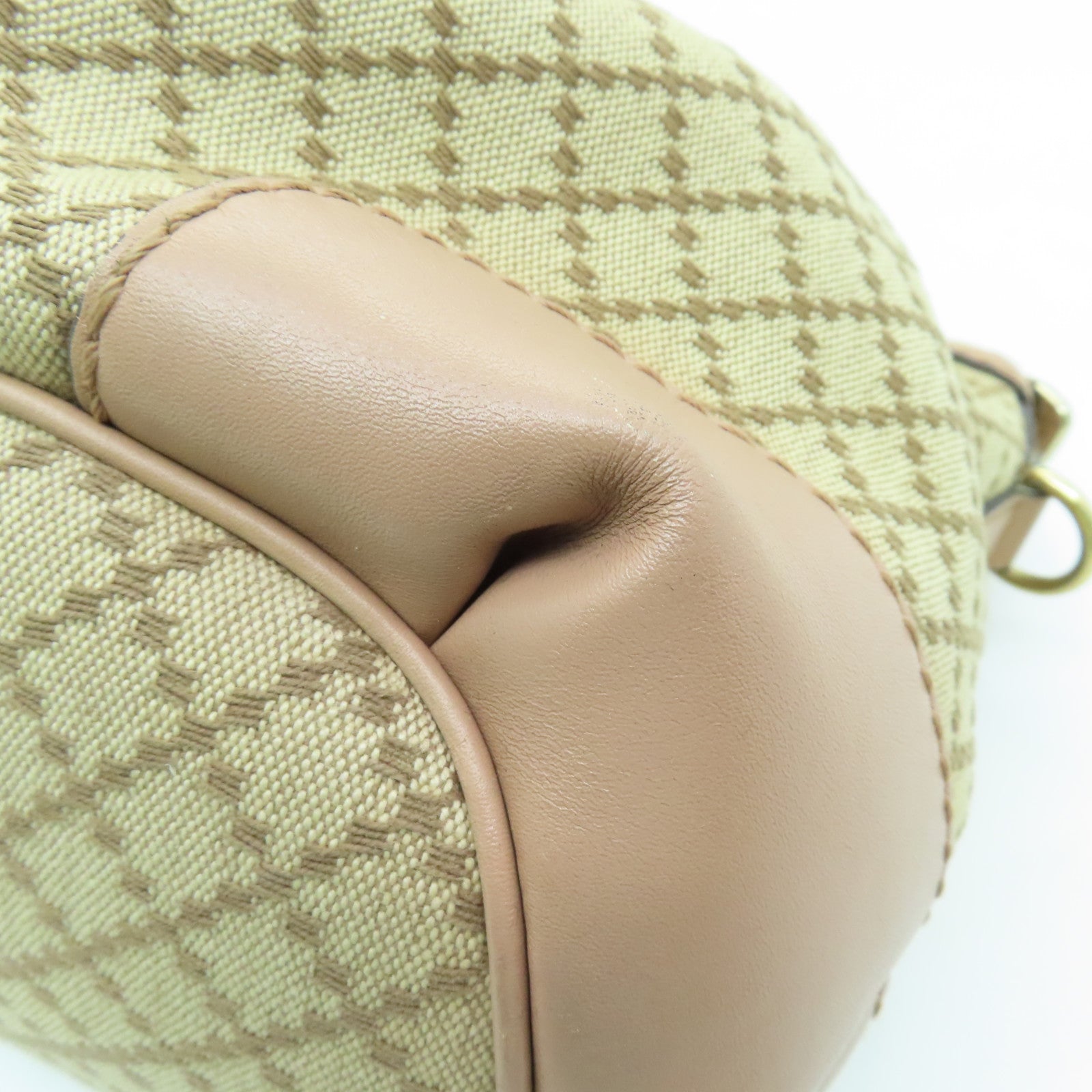 GUCCI Canvas 2way Shoulder Bag Silver Buckle Handle Shoulder Bag Beige