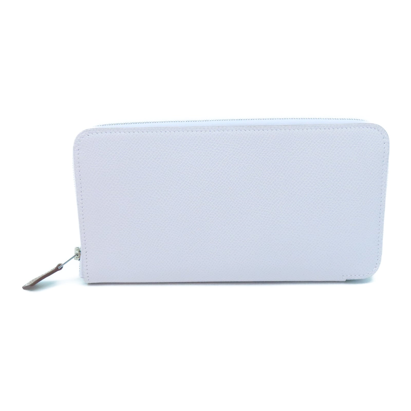 HERMES Veau Epsom Leather Azap Classique Wallet Silver Buckle Long Wallet Purple
