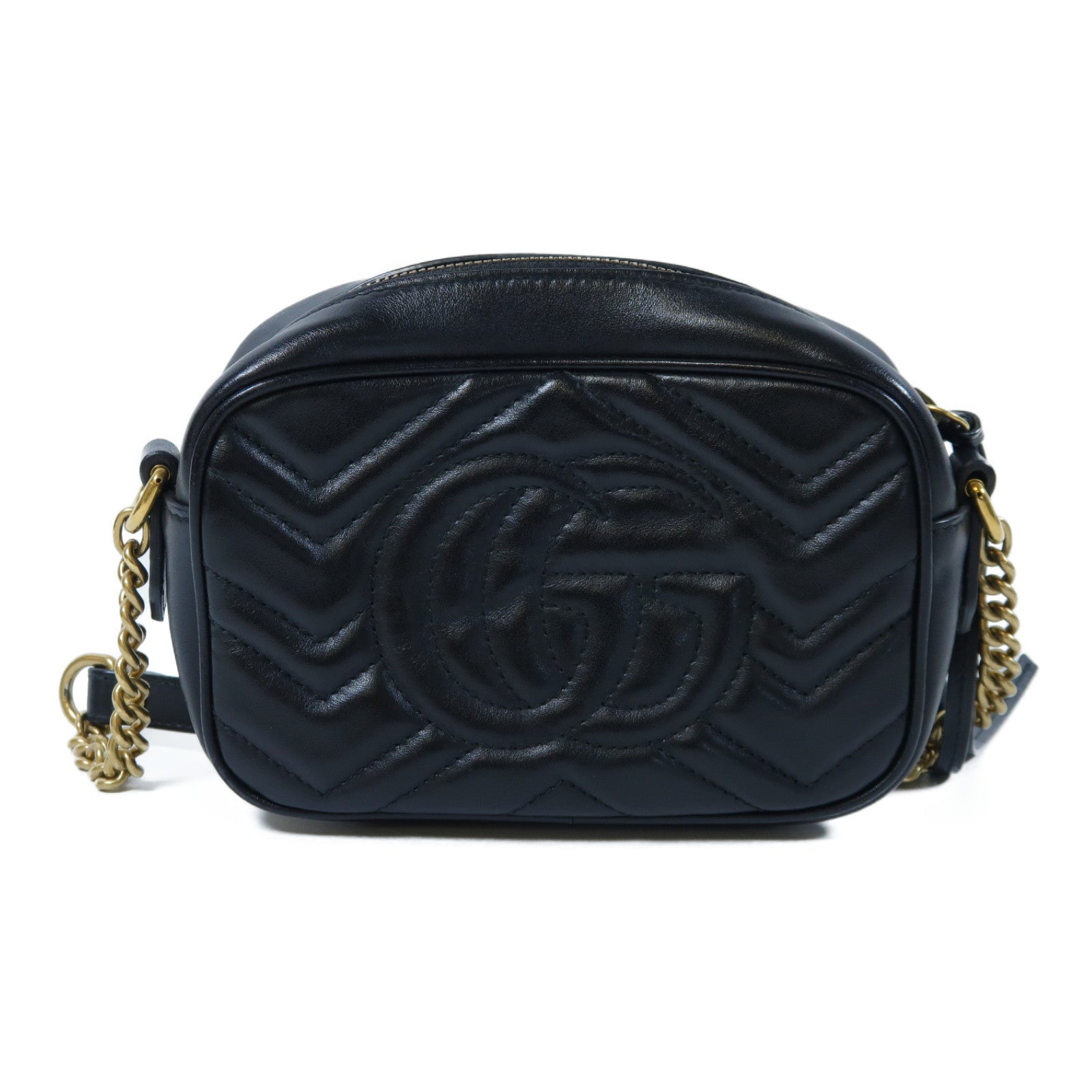 GUCCI 牛皮皮革GG Marmont Mini金扣肩背袋黑色