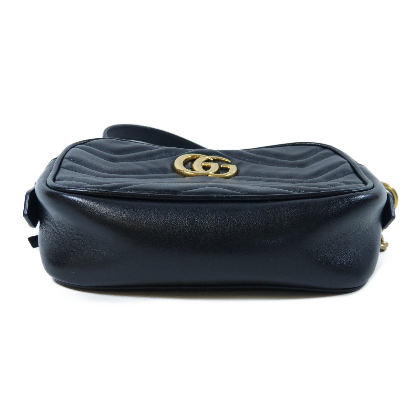 GUCCI 牛皮皮革GG Marmont Mini金扣肩背袋黑色