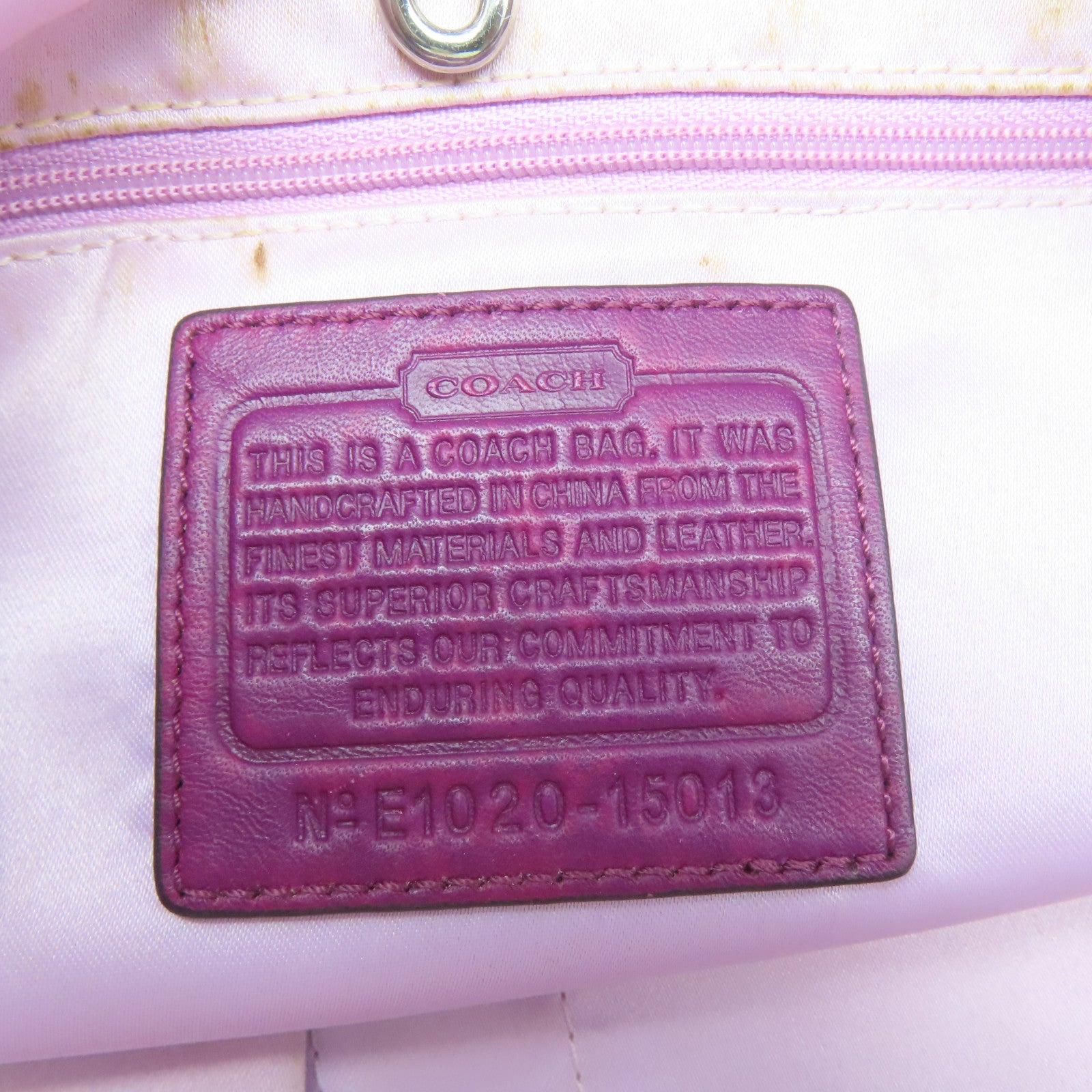 COACH 牛皮皮革Tote Bag銀扣手挽袋紫色