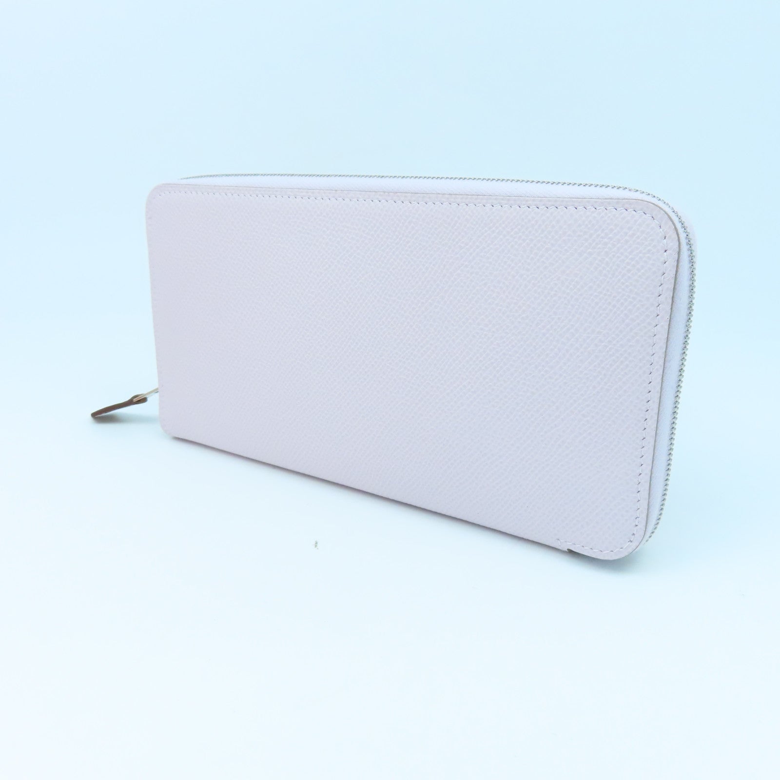 HERMES Veau Epsom Leather Azap Classique Wallet Silver Buckle Long Wallet Purple