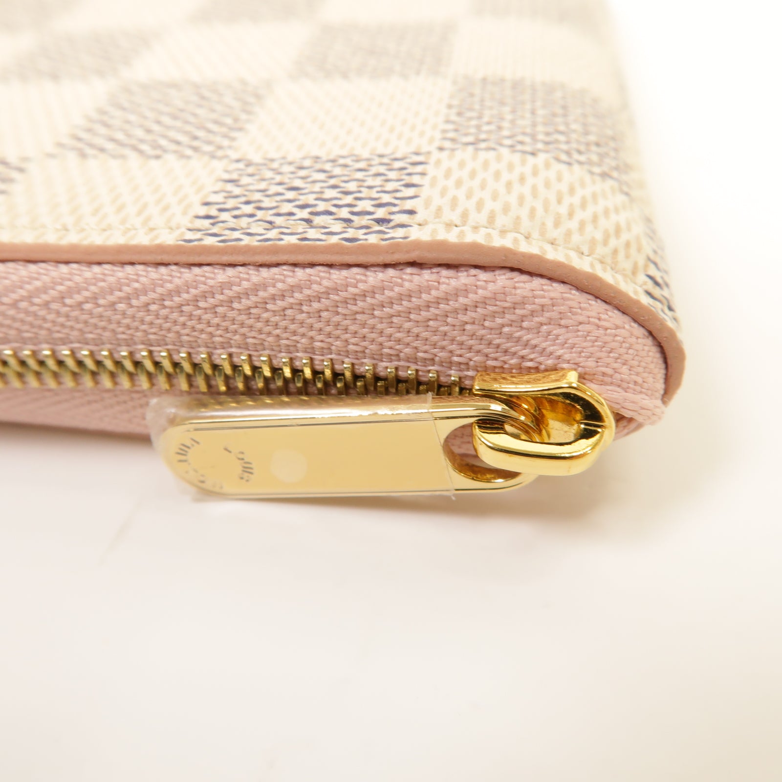 LOUIS VUITTON Damier Azur Zipped Coin Case金扣零錢包白色/粉紅色