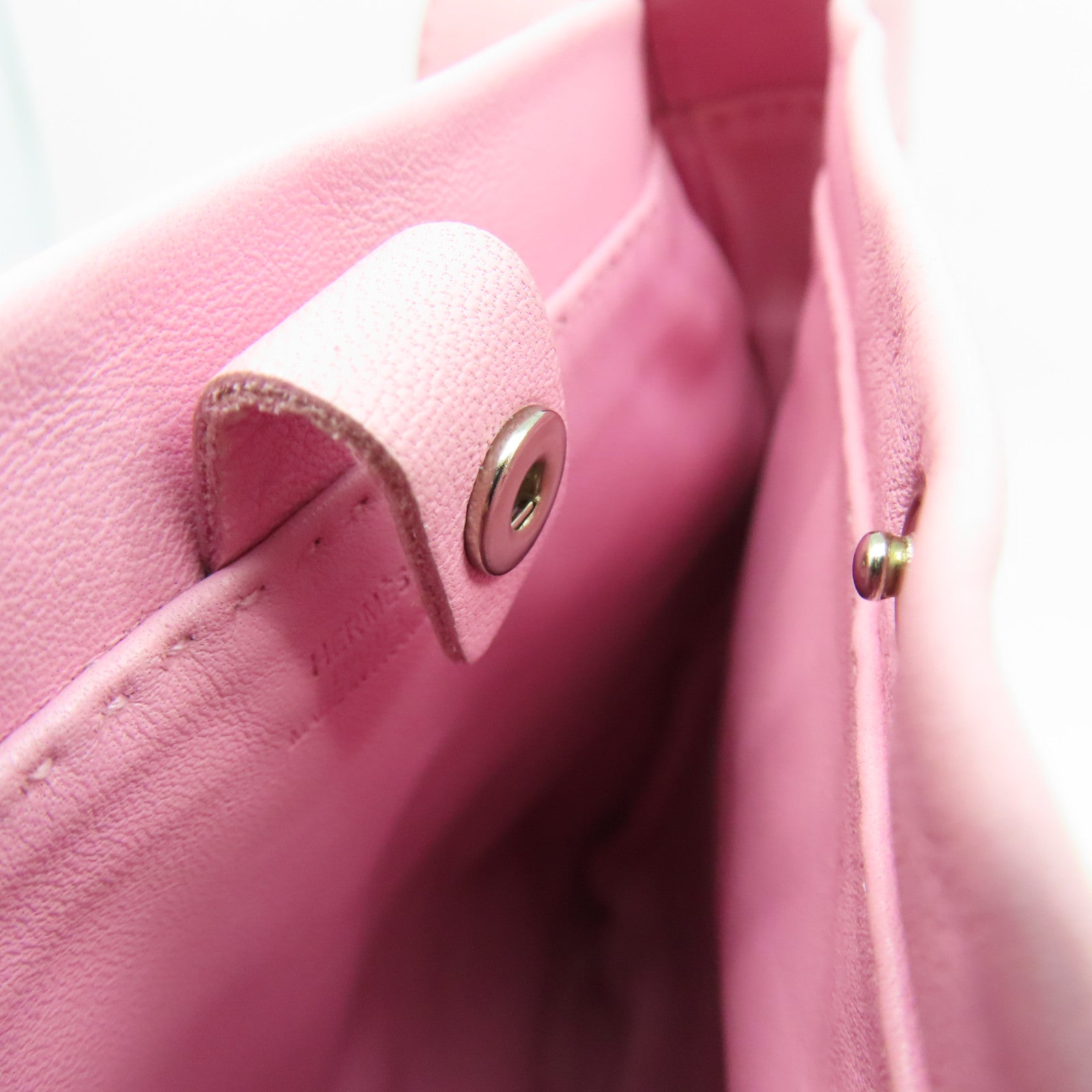 HERMES Swift皮革Clou De Selle Bag銀扣肩背袋粉紅色
