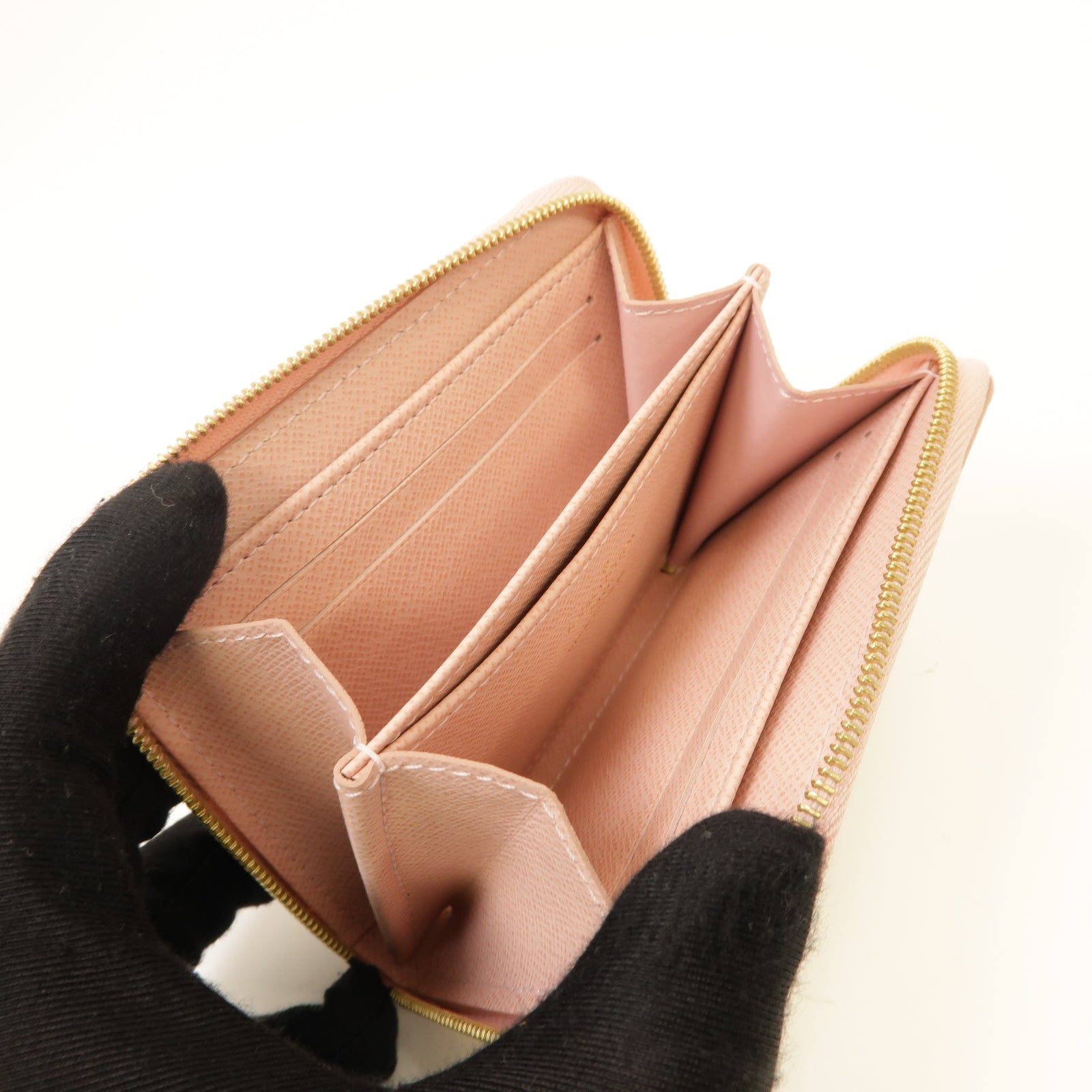 LOUIS VUITTON Damier Azur Zipped Coin Case金扣零錢包白色/粉紅色