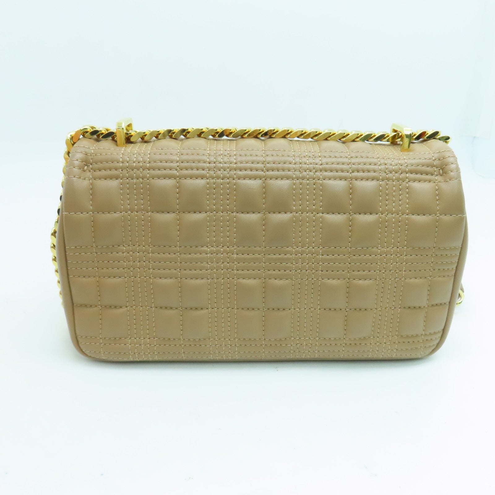 BURBERRY 牛皮皮革Chain Shoulder Bag链带肩背袋金扣米色