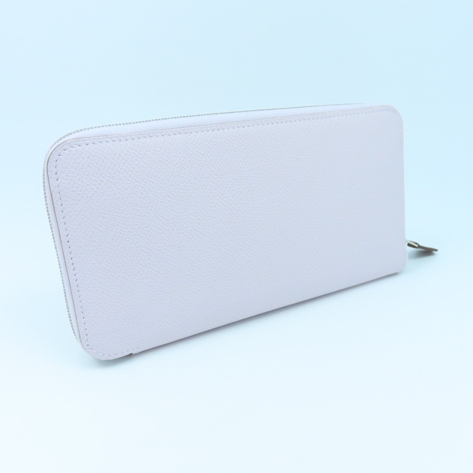HERMES Veau Epsom Leather Azap Classique Wallet Silver Buckle Long Wallet Purple