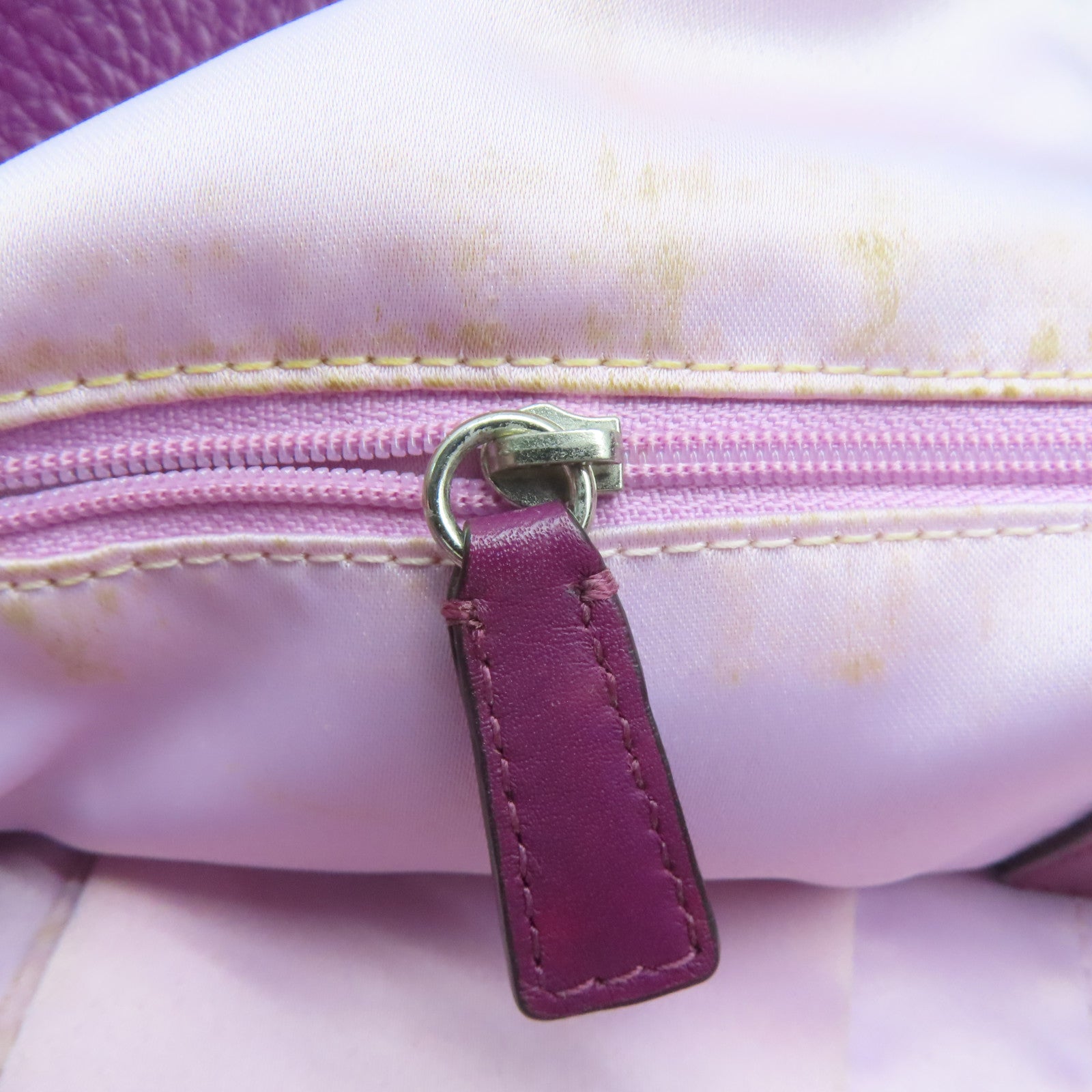 COACH 牛皮皮革Tote Bag銀扣手挽袋紫色