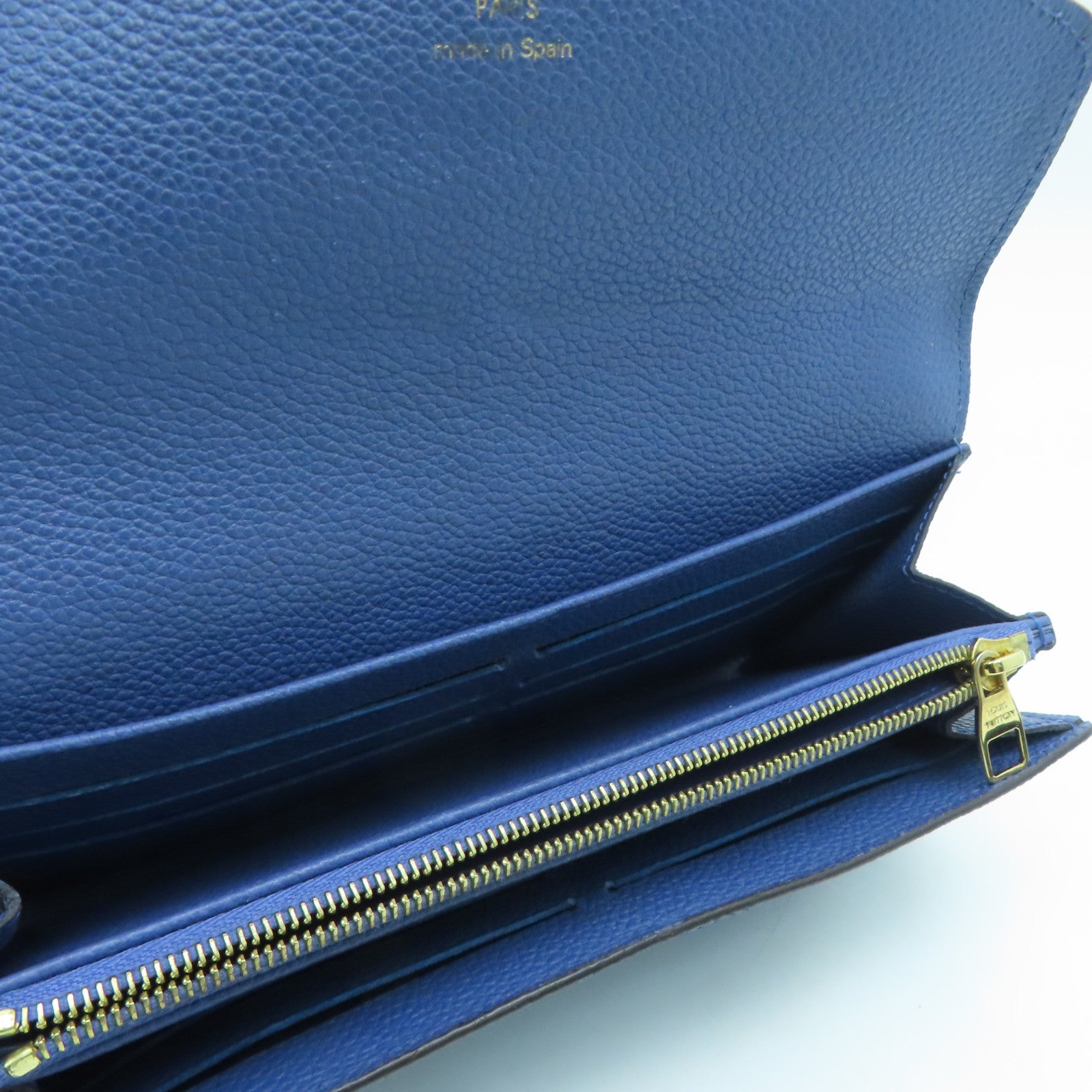 LOUIS VUITTON Monogram Empreinte Sarah金扣钱包深蓝色