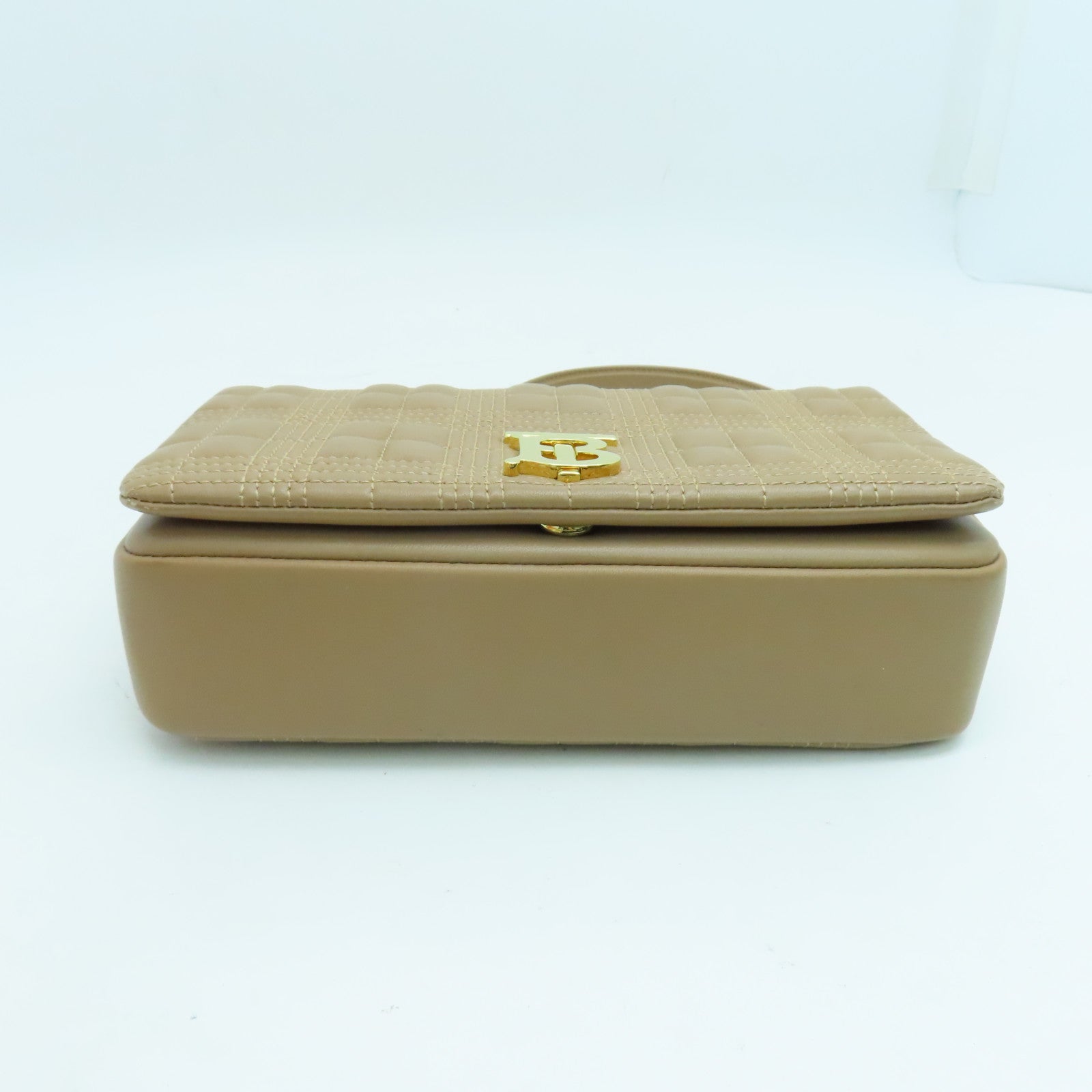 BURBERRY 牛皮皮革Chain Shoulder Bag链带肩背袋金扣米色