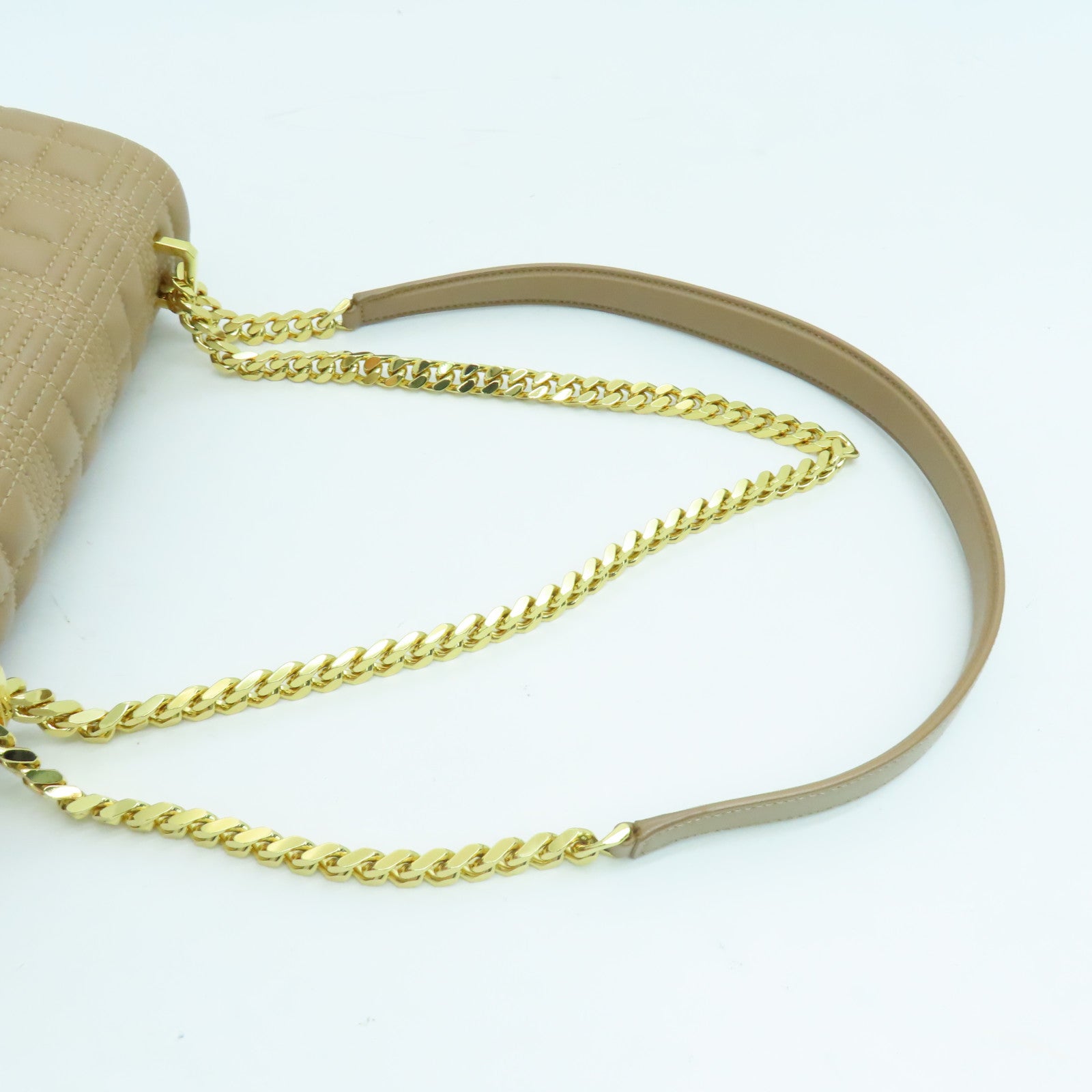 BURBERRY 牛皮皮革Chain Shoulder Bag链带肩背袋金扣米色