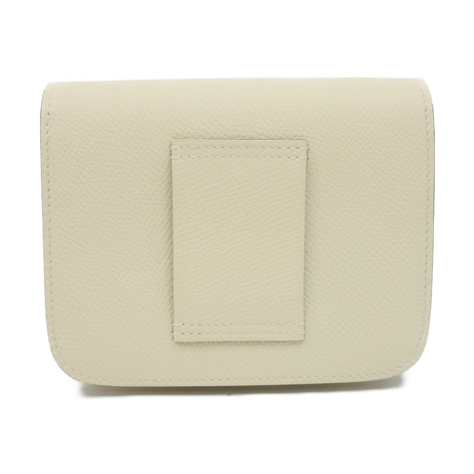 HERMES 【激减优惠】Epsom皮革Costance Slim银扣腰包米白色