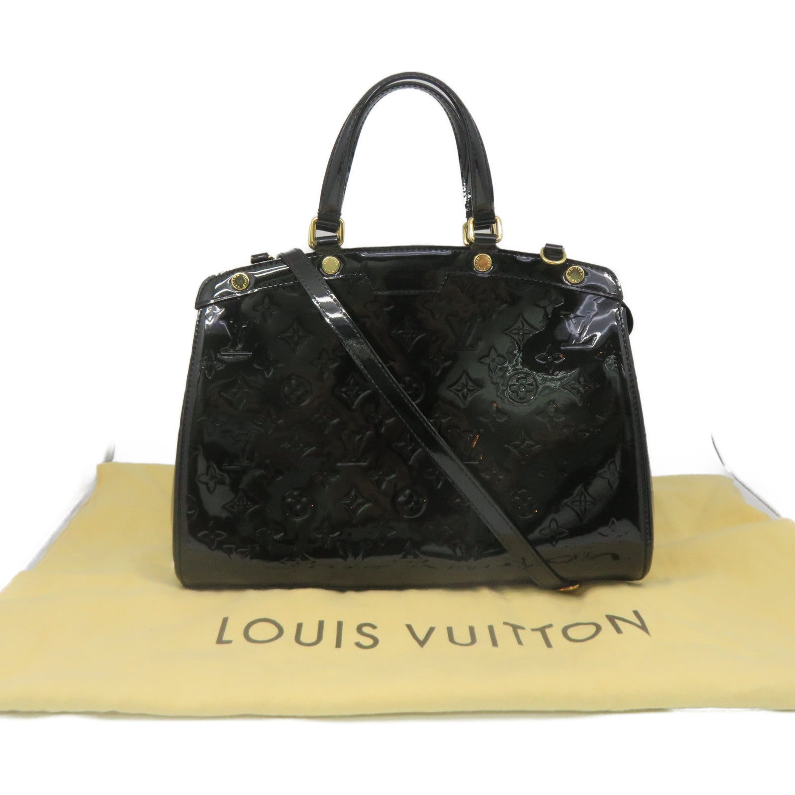 LOUIS VUITTON Vernis Brera MM 2Way Hand Bag手挽肩背两用袋黑色