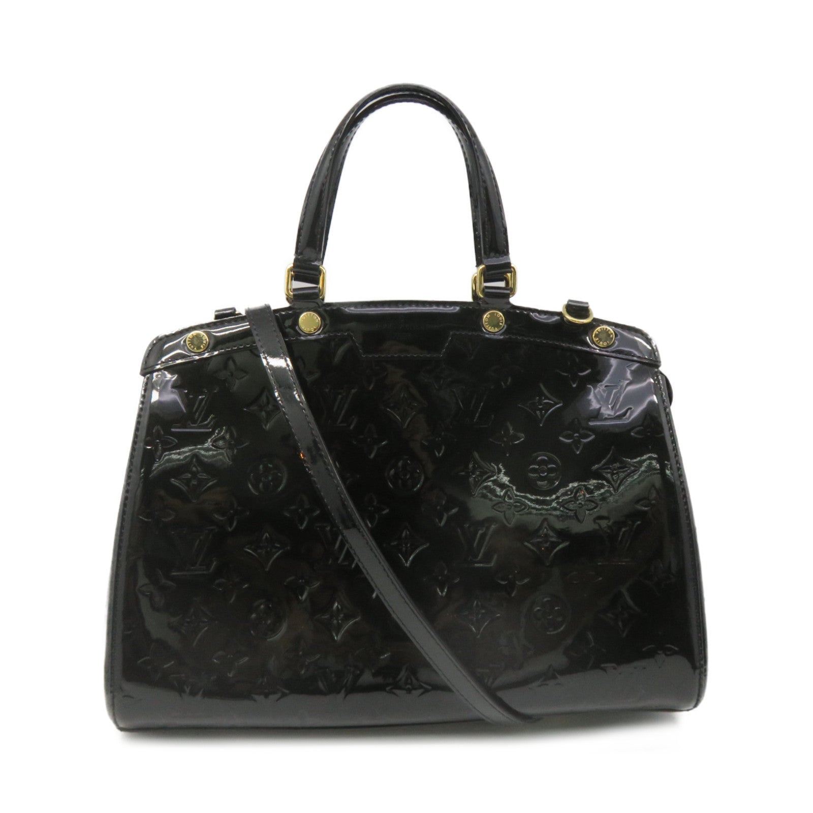 LOUIS VUITTON Vernis Brera MM 2Way Hand Bag手挽肩背两用袋黑色