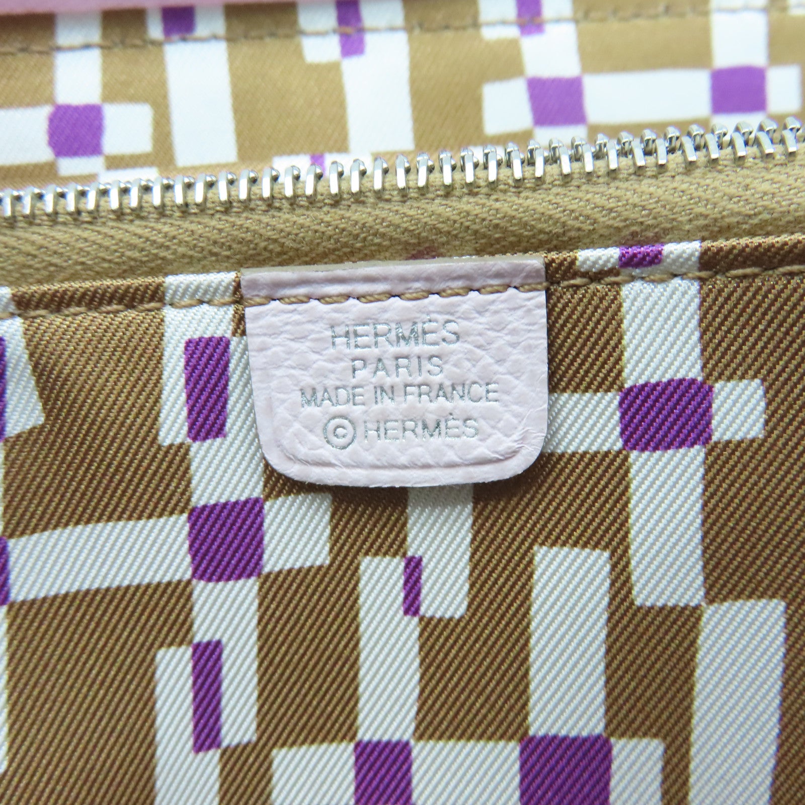 HERMES Veau Epsom Leather Azap Classique Wallet Silver Buckle Long Wallet Purple