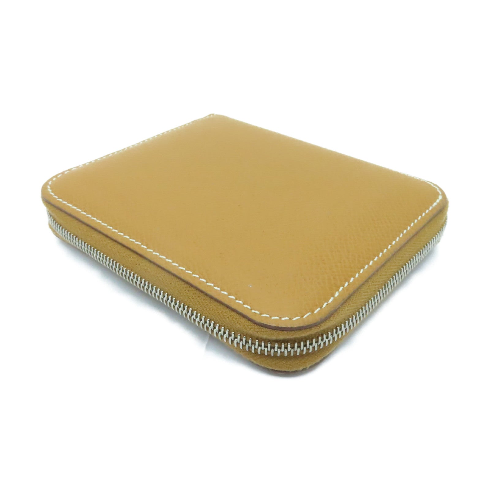 HERMES Epsom皮革Zipped Wallet銀扣錢包Gold棕色