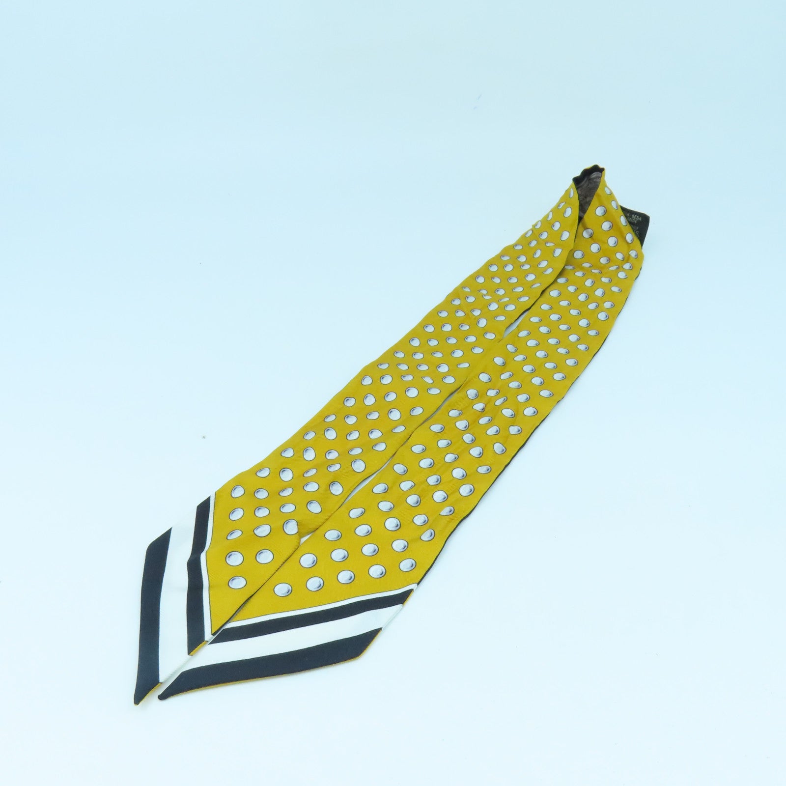HERMES 絲質Twilly絲巾黃色/黑色