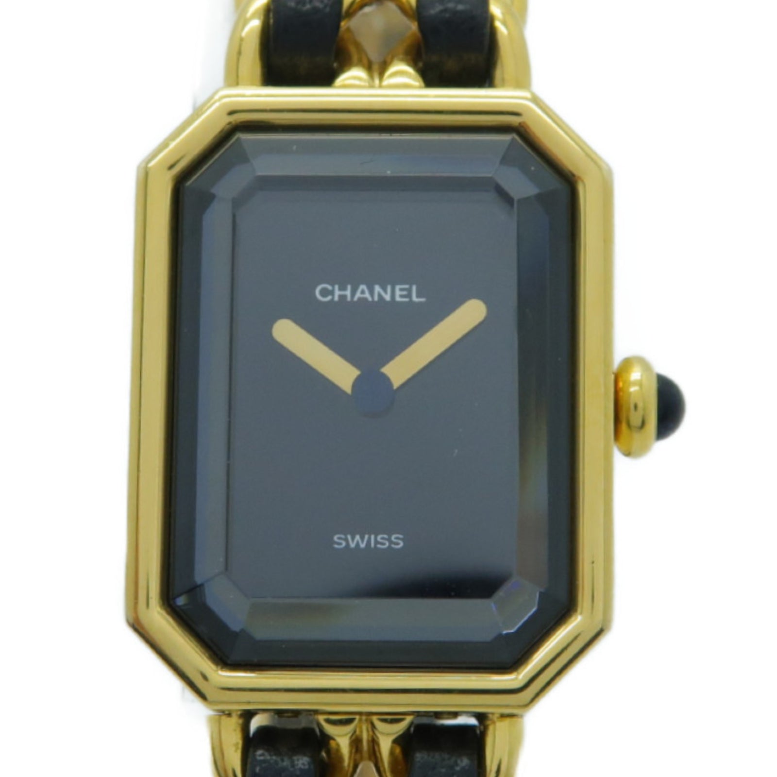 CHANEL Premiere M鍍金手錶石英機芯黑色/金色