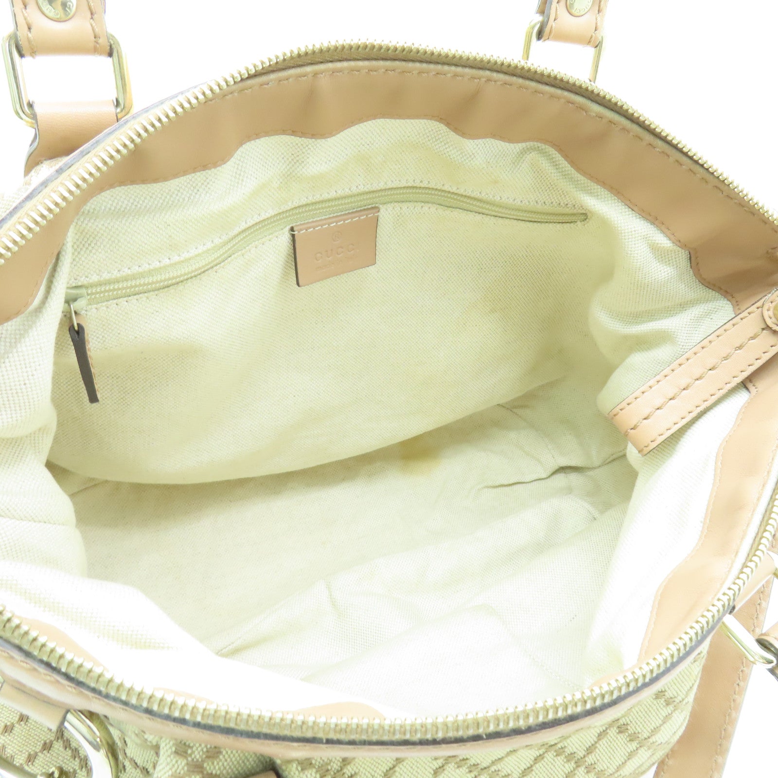 GUCCI Canvas 2way Shoulder Bag Silver Buckle Handle Shoulder Bag Beige