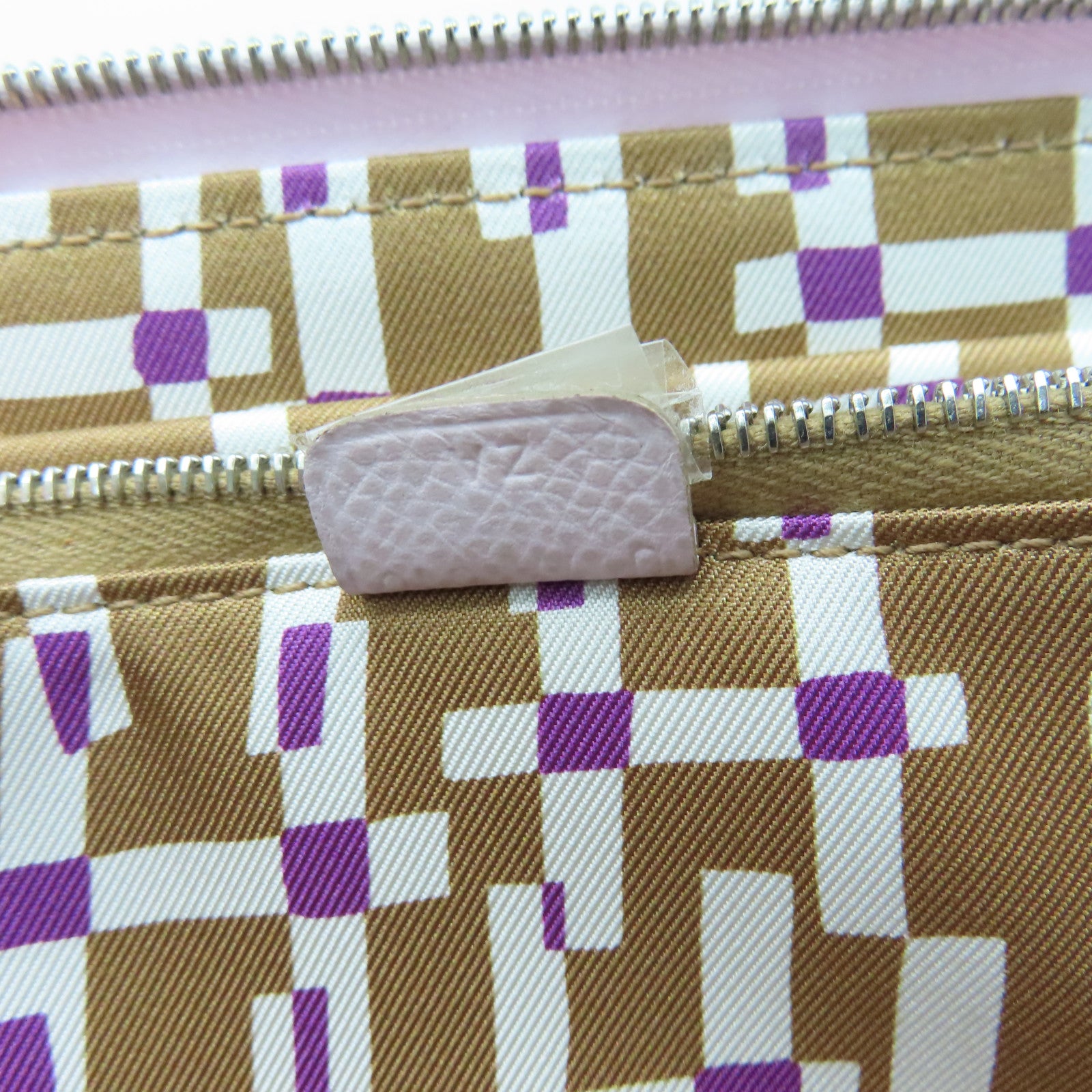 HERMES Veau Epsom Leather Azap Classique Wallet Silver Buckle Long Wallet Purple
