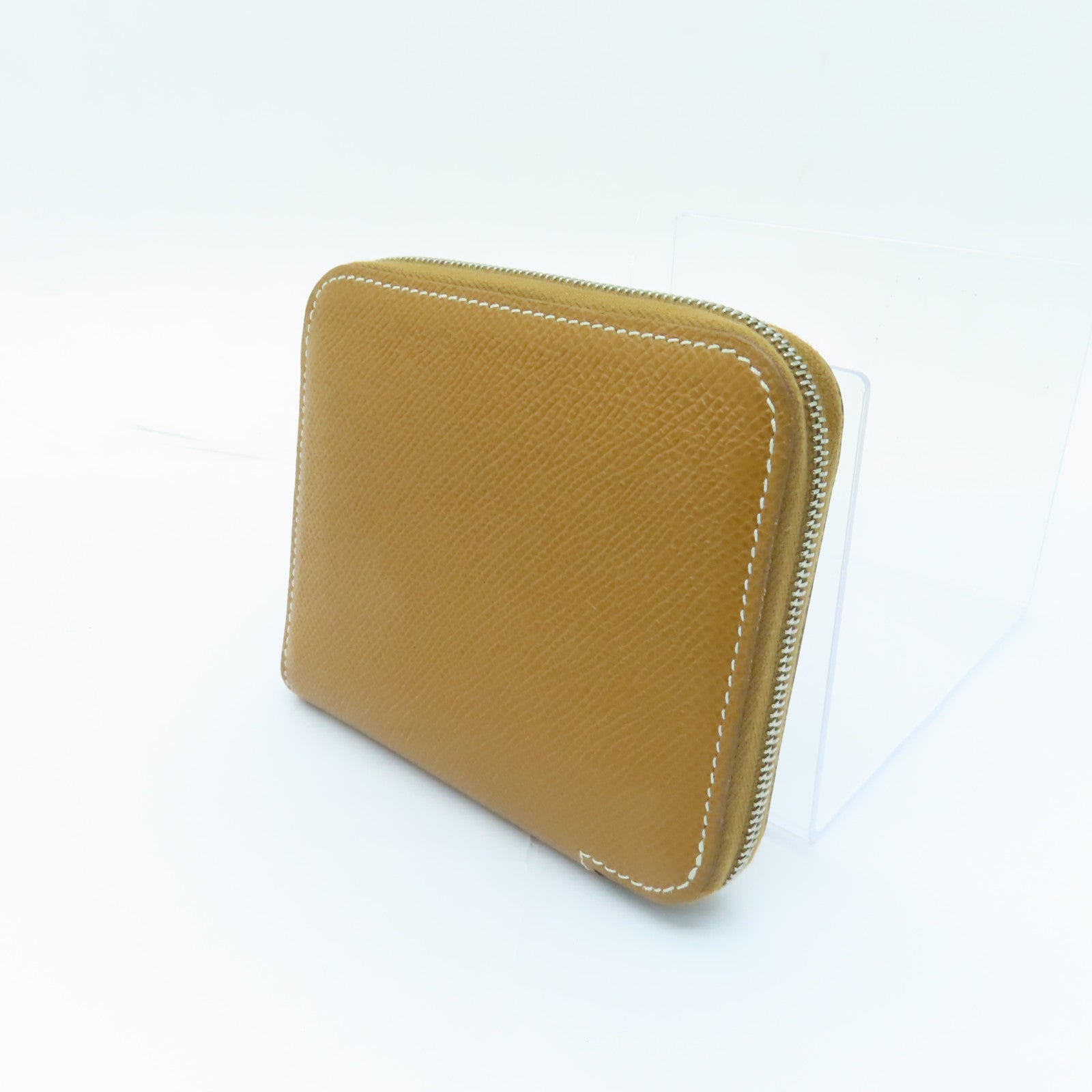 HERMES Epsom皮革Zipped Wallet銀扣錢包Gold棕色
