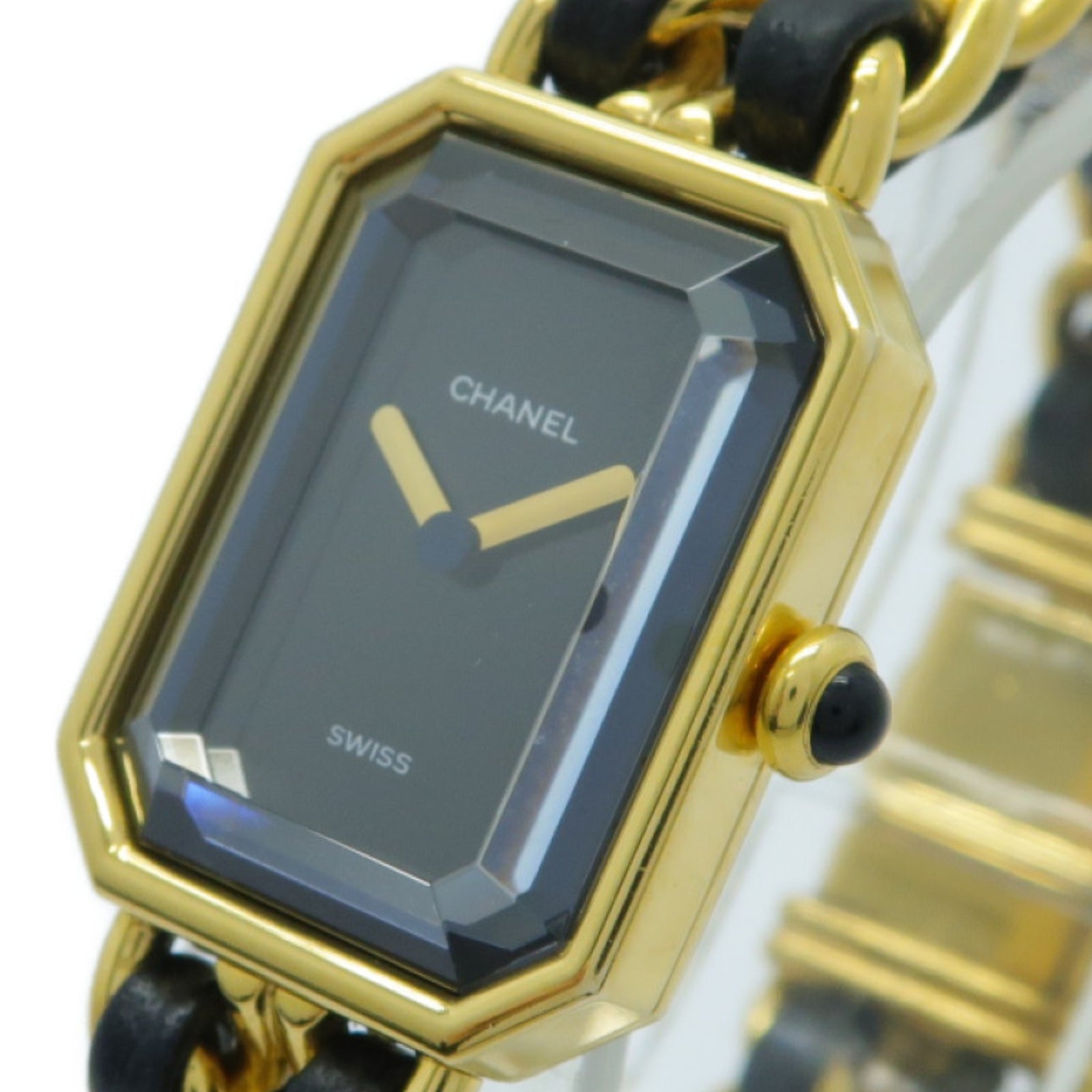 CHANEL Premiere M鍍金手錶石英機芯黑色/金色
