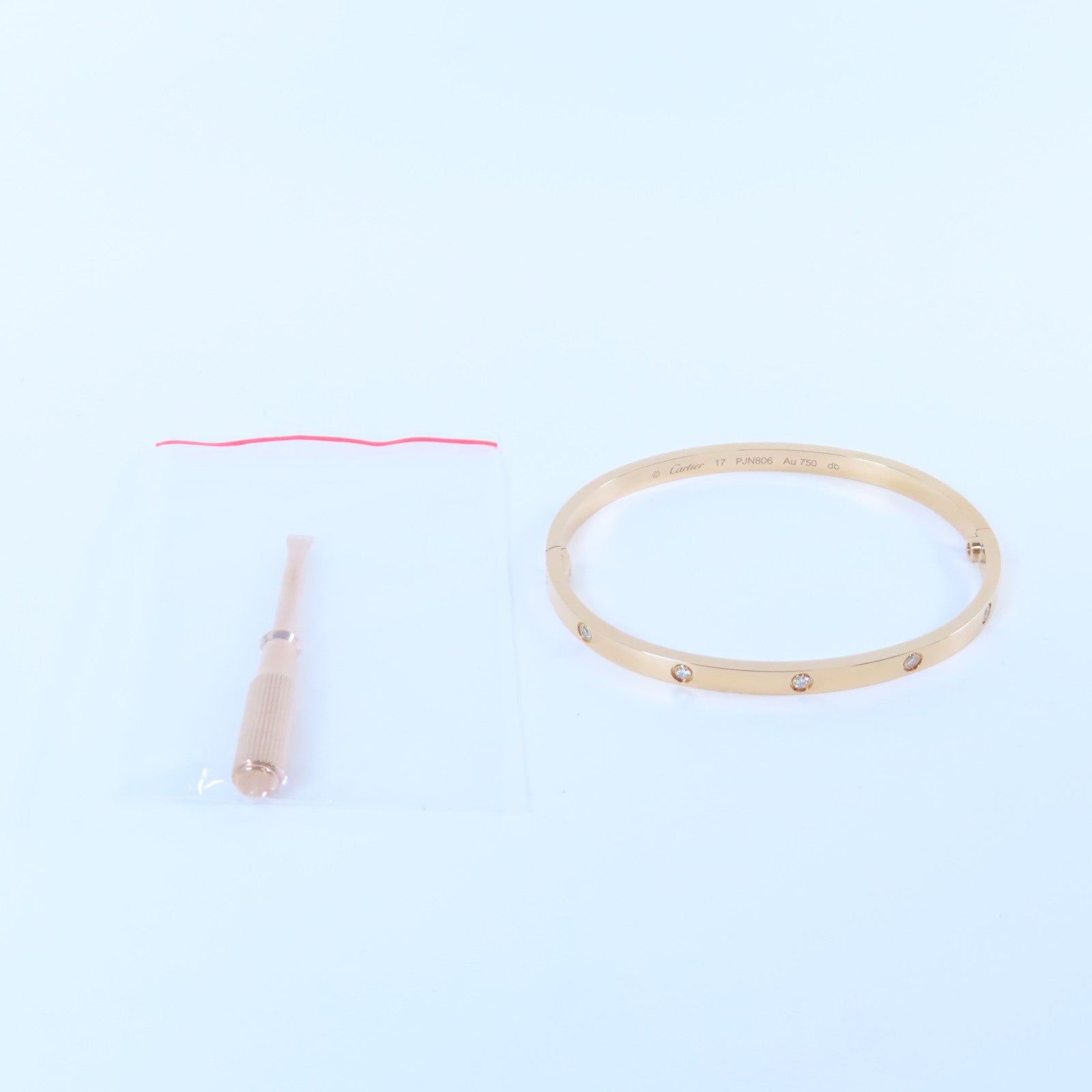 CARTIER 18K玫瑰金Love Bracelet鑽石手鐲Cartier#17