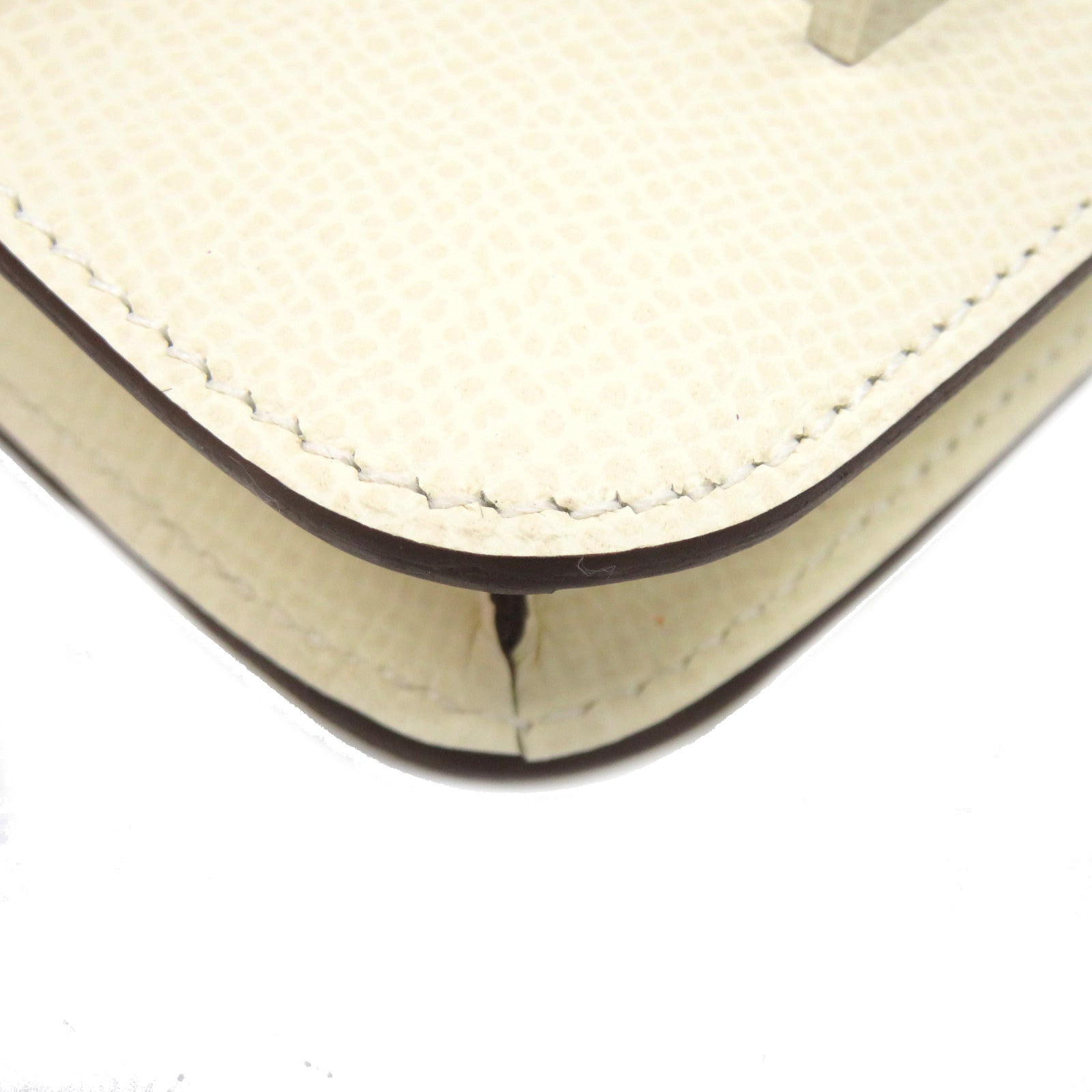 HERMES 【激减优惠】Epsom皮革Costance Slim银扣腰包米白色