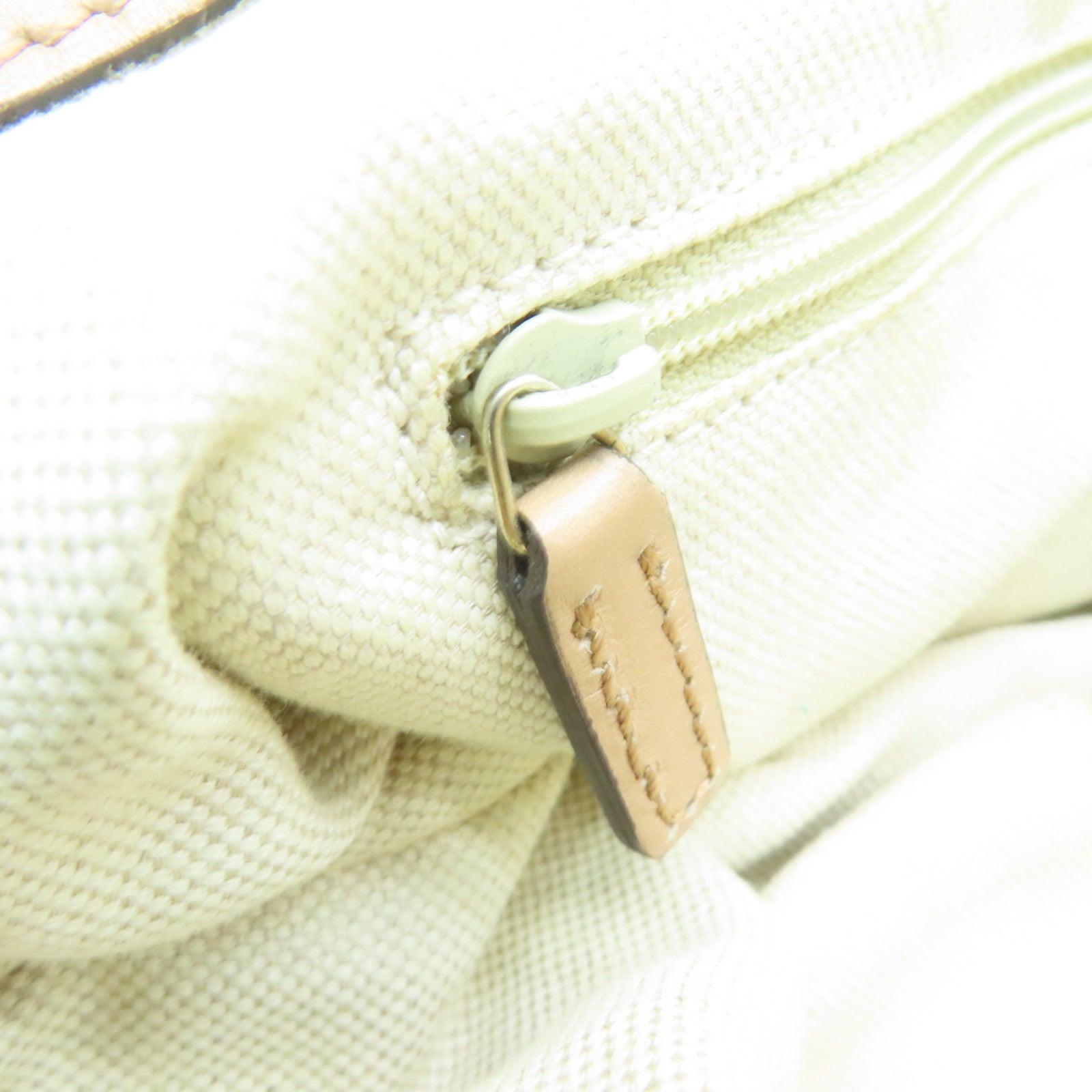 GUCCI Canvas 2way Shoulder Bag Silver Buckle Handle Shoulder Bag Beige