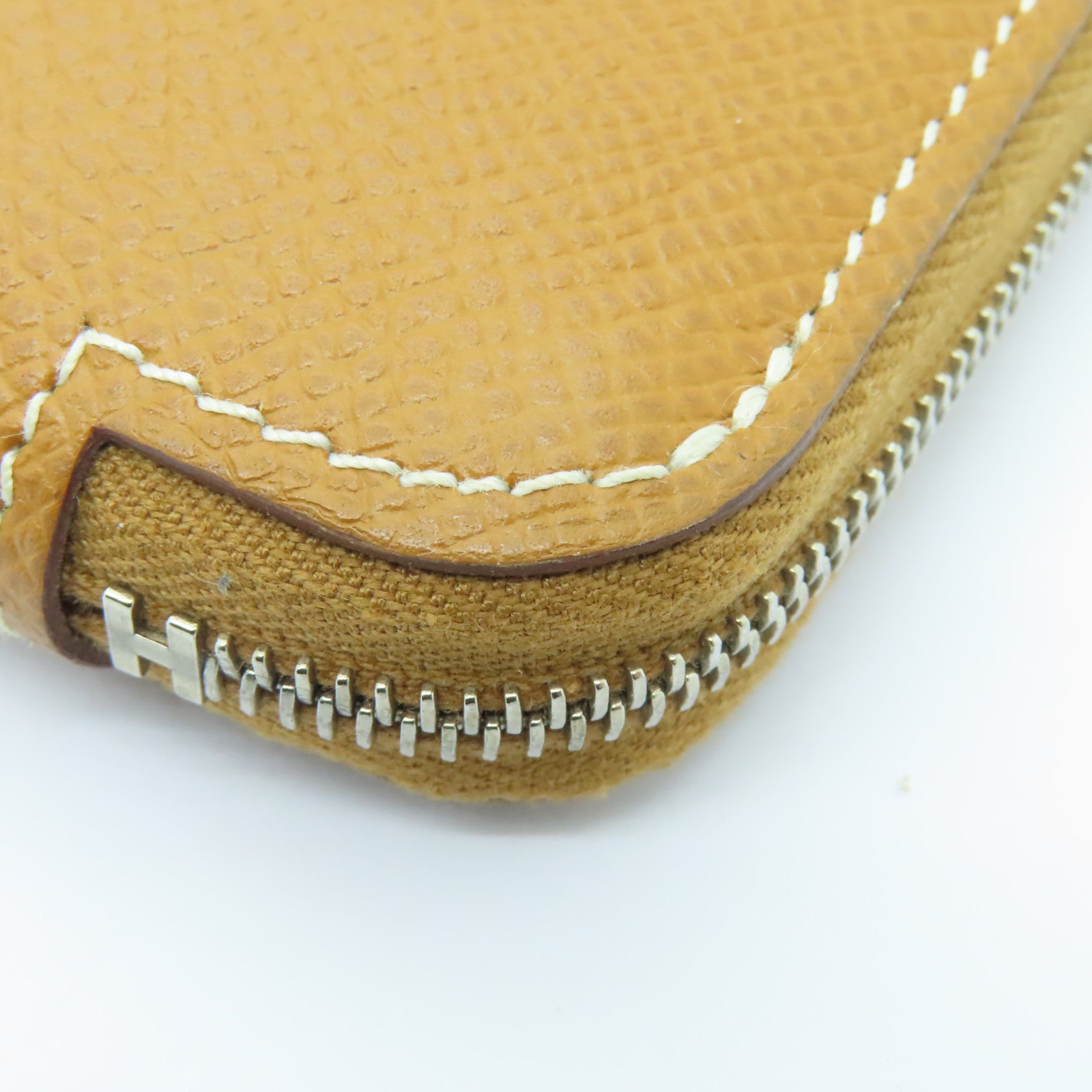 HERMES Epsom皮革Zipped Wallet銀扣錢包Gold棕色