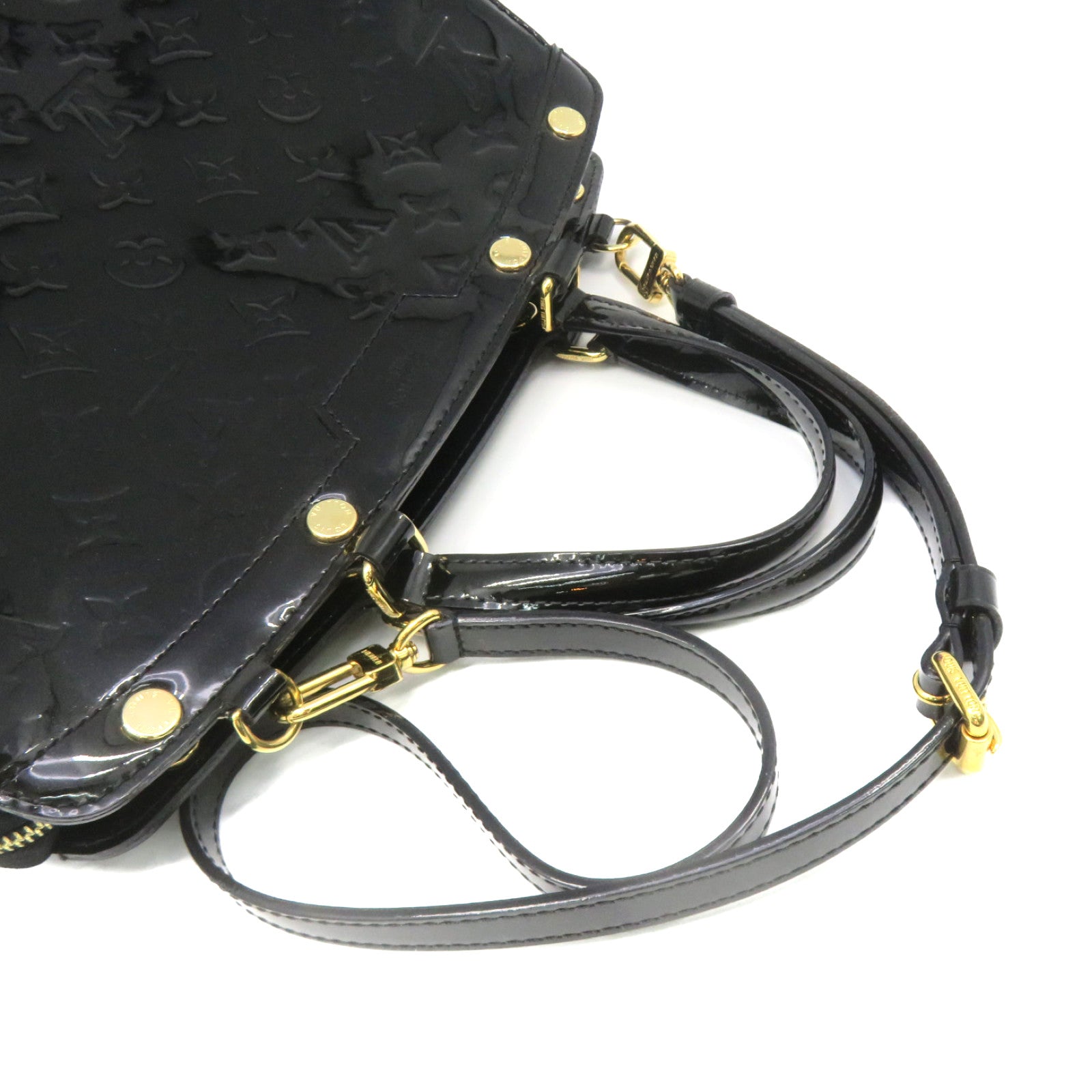 LOUIS VUITTON Vernis Brera MM 2Way Hand Bag手挽肩背两用袋黑色