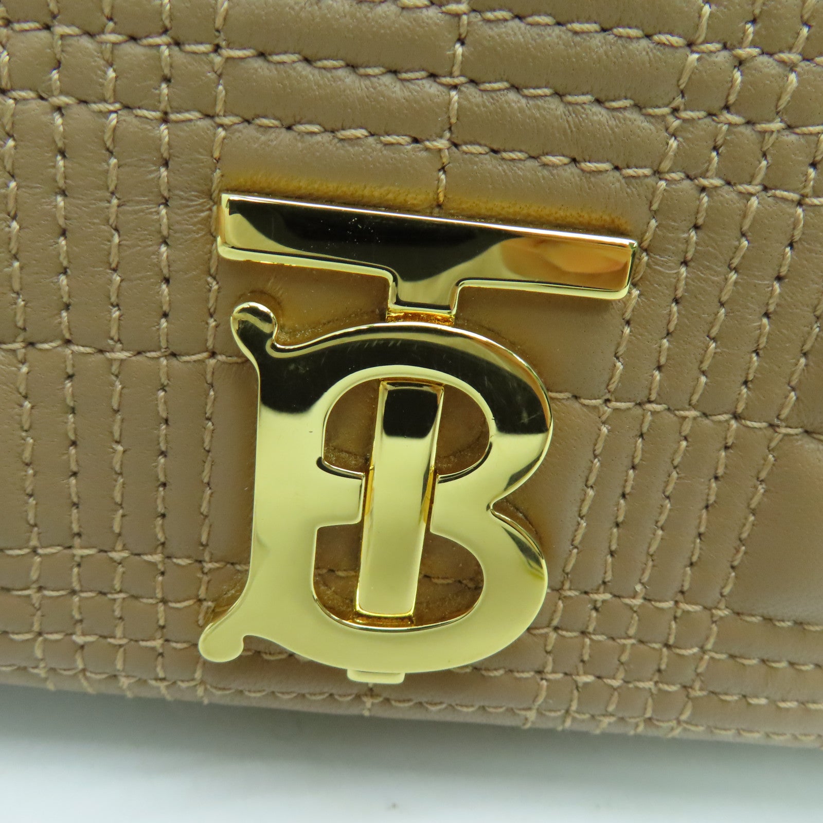 BURBERRY 牛皮皮革Chain Shoulder Bag链带肩背袋金扣米色