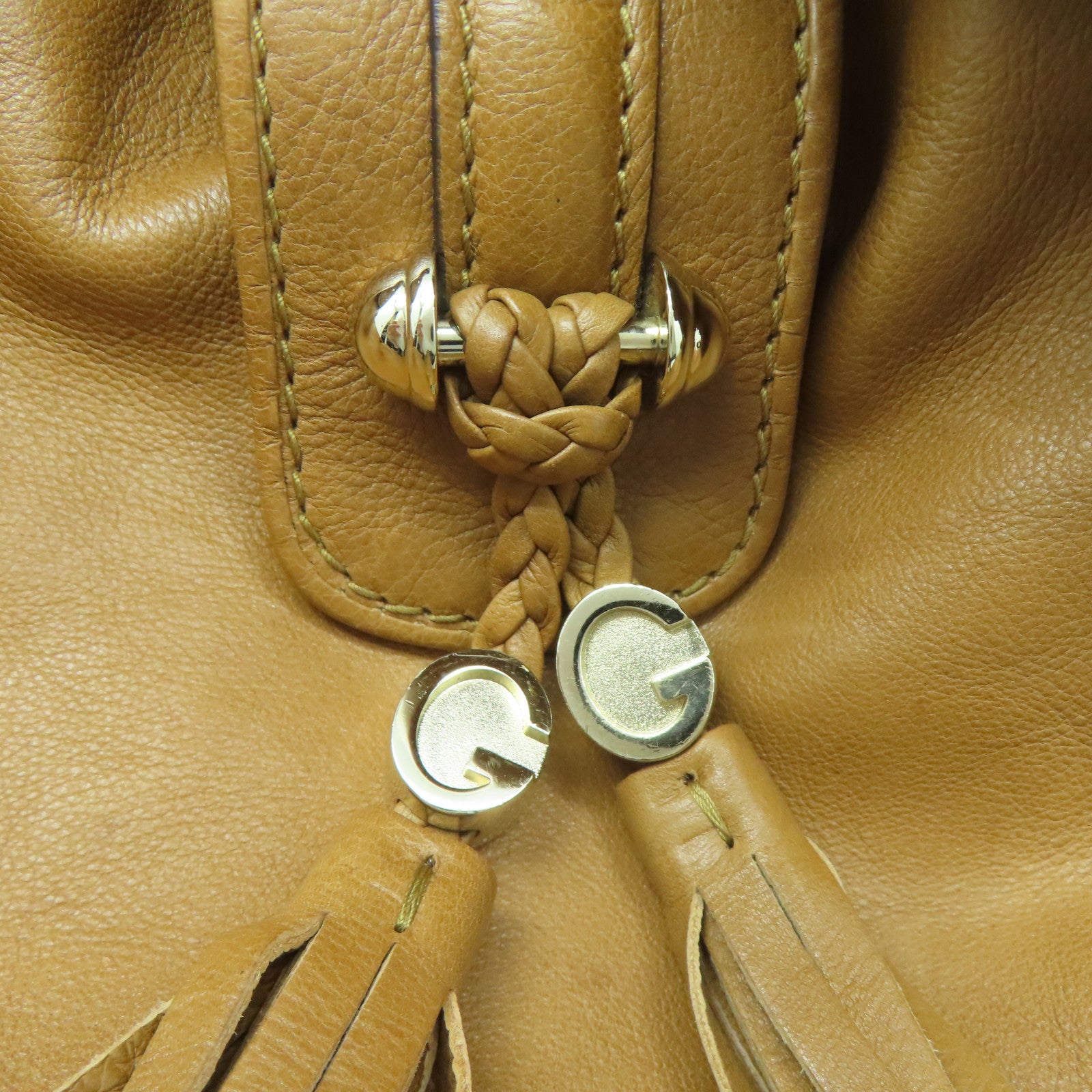 GUCCI 牛皮皮革Shoulder Tote金扣肩背袋啡色