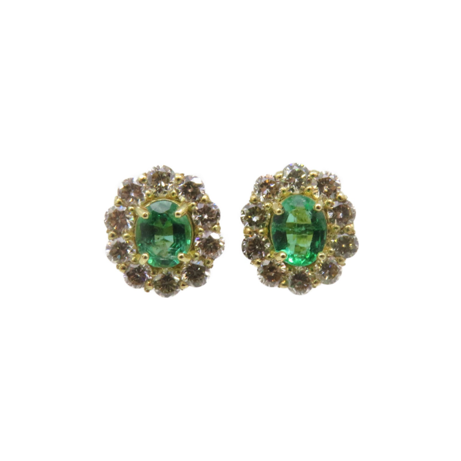 JEWELRY 18K黃金/0.60ct綠寶石/0.70ct鑽石Emerald Earrings耳環