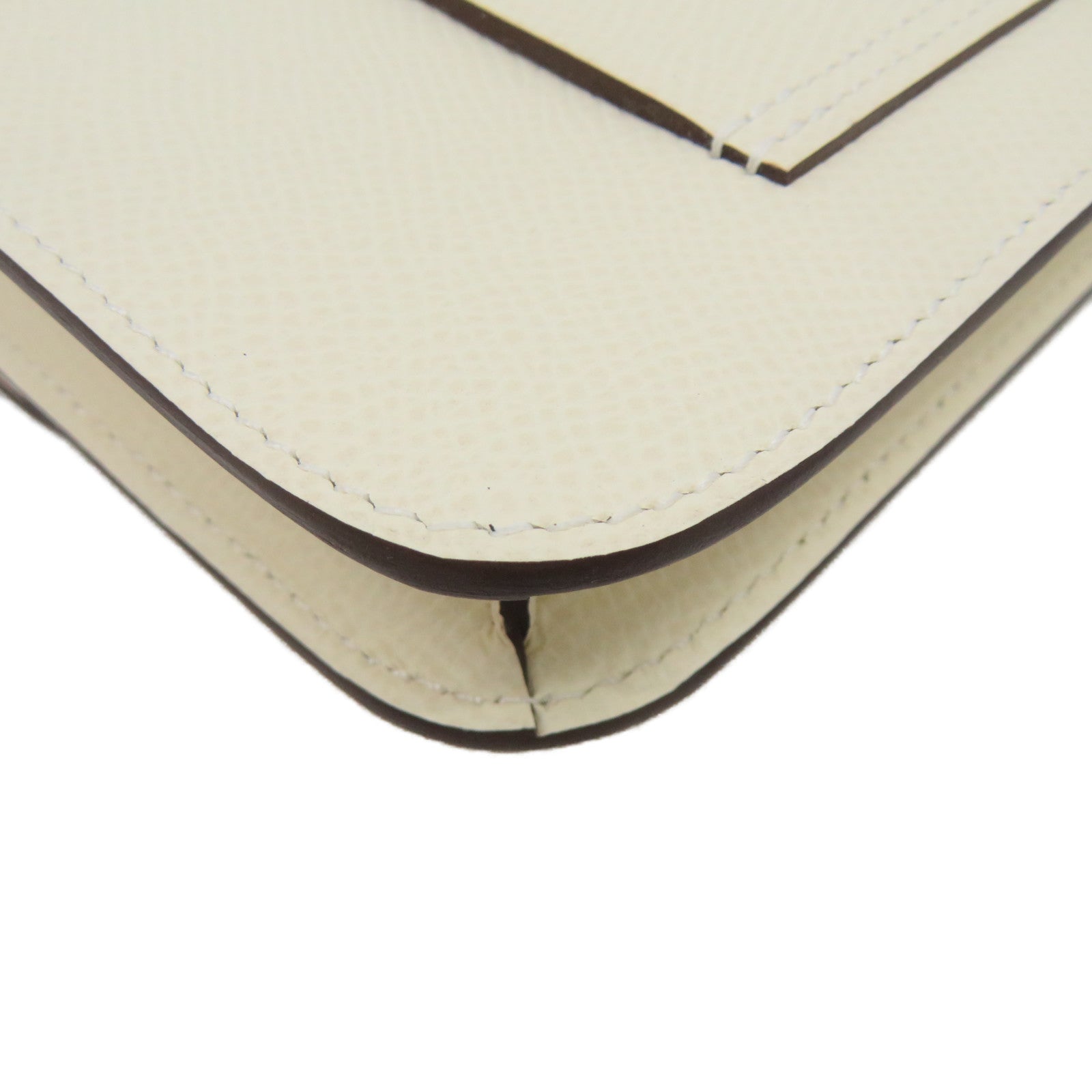 HERMES 【激减优惠】Epsom皮革Costance Slim银扣腰包米白色
